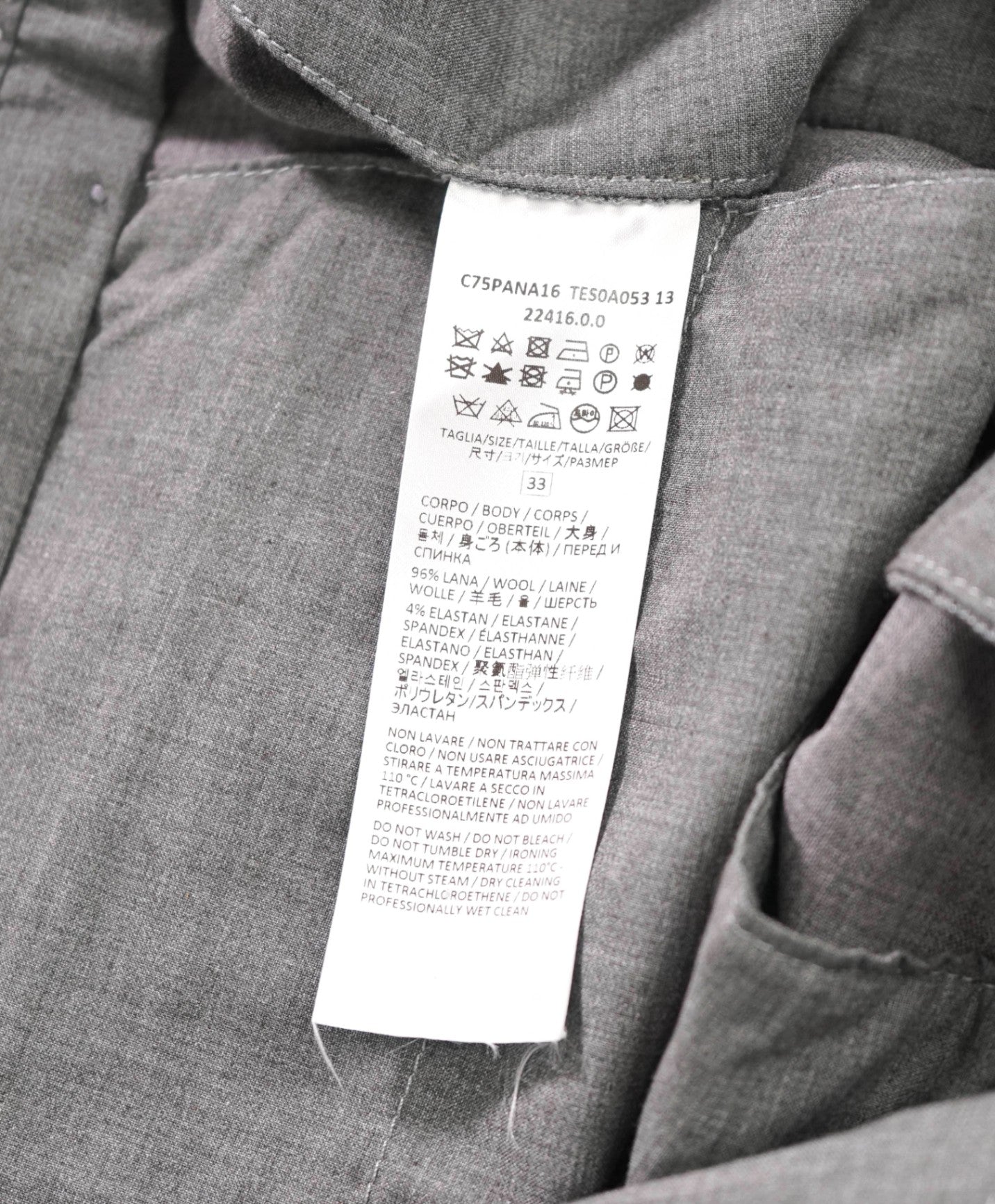 $595 ELEVENTY - Gray Wool Pants - 35W