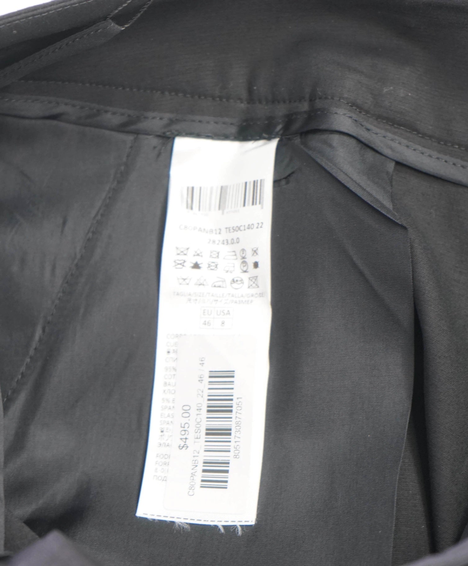$495 ELEVENTY - Black Cotton Chinos - 8 US (46EU)
