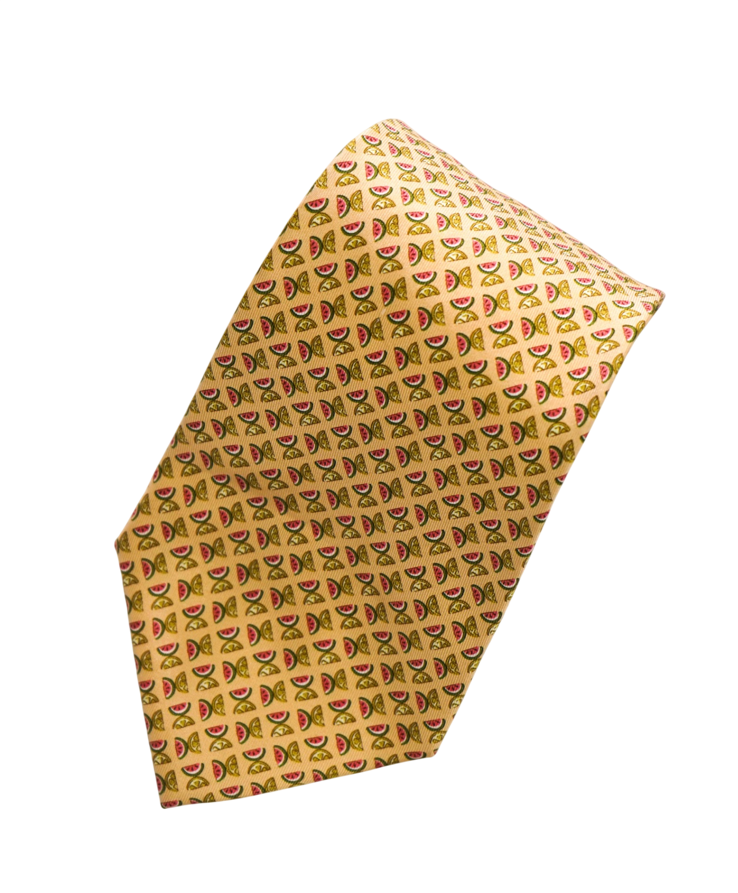 $220 FERRAGAMO - Yellow Fruit Silk - 3.75" Tie