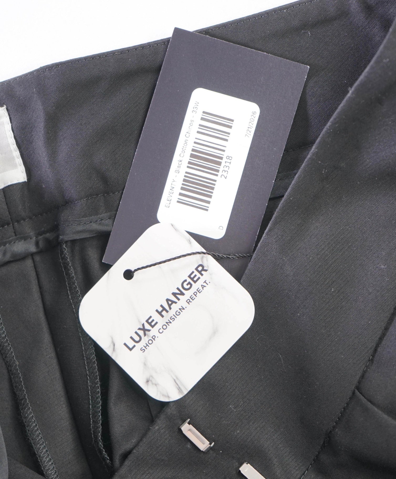 $495 ELEVENTY - Black Cotton Chinos - 4 US (42EU)