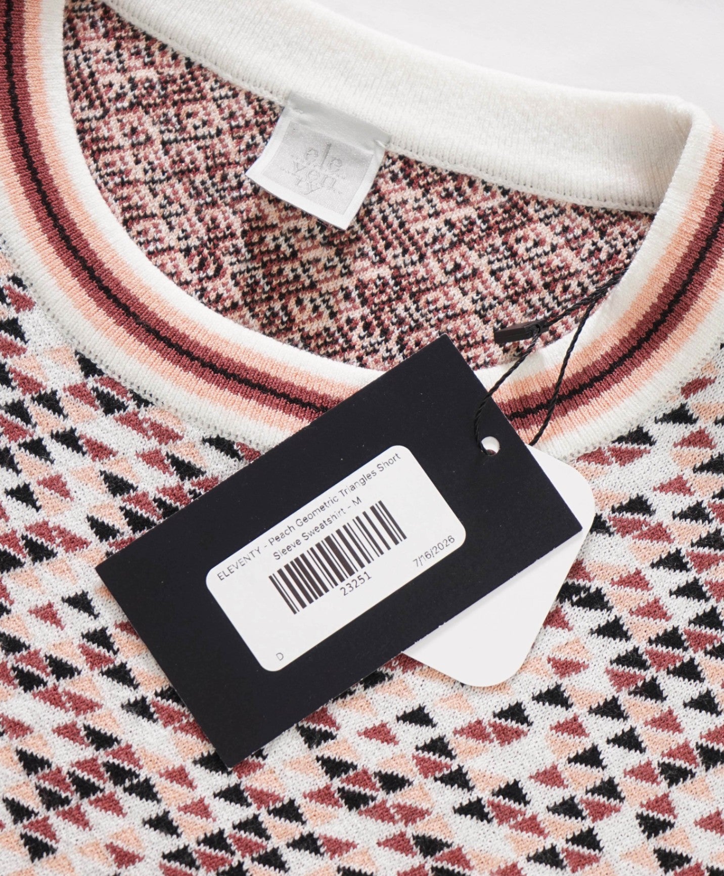 $595 ELEVENTY - Geometric Short Sleeve Sweatshirt - M