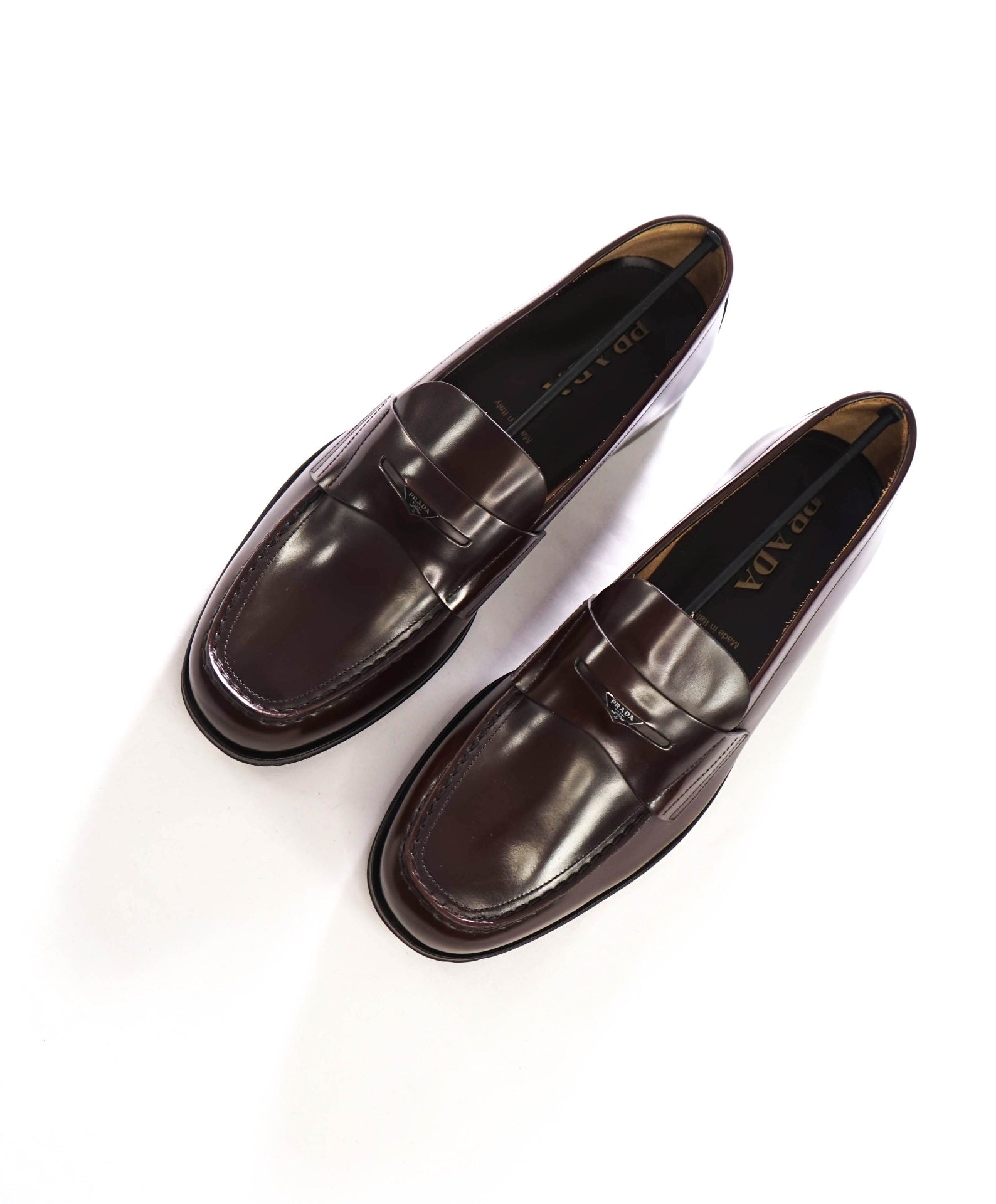 $1,250 PRADA - Brown Leather Penny Loafers - US 12 (11UK)