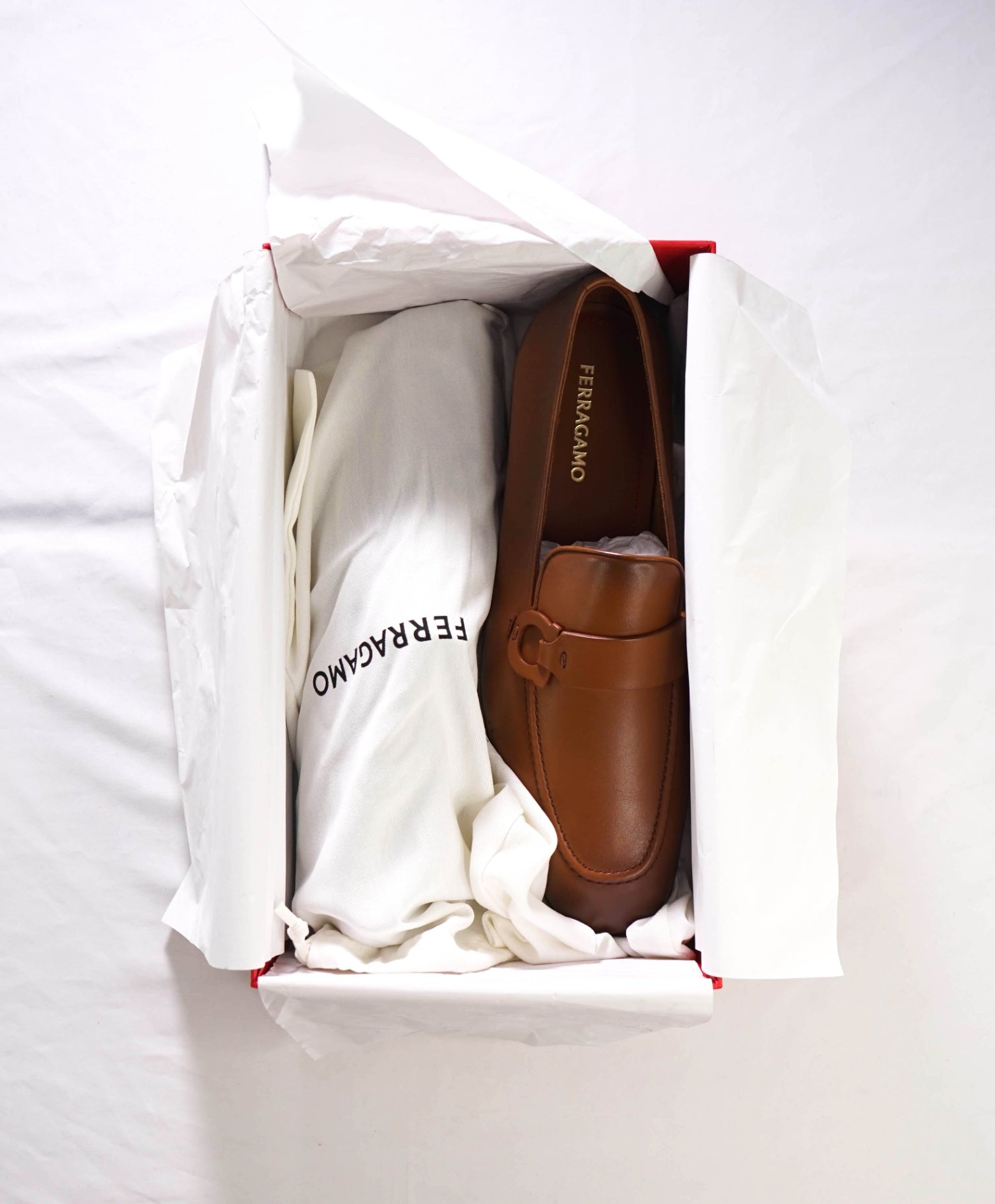 $1,050 FERRAGAMO - "BONNY" Brown Leather Loafers - 12 E