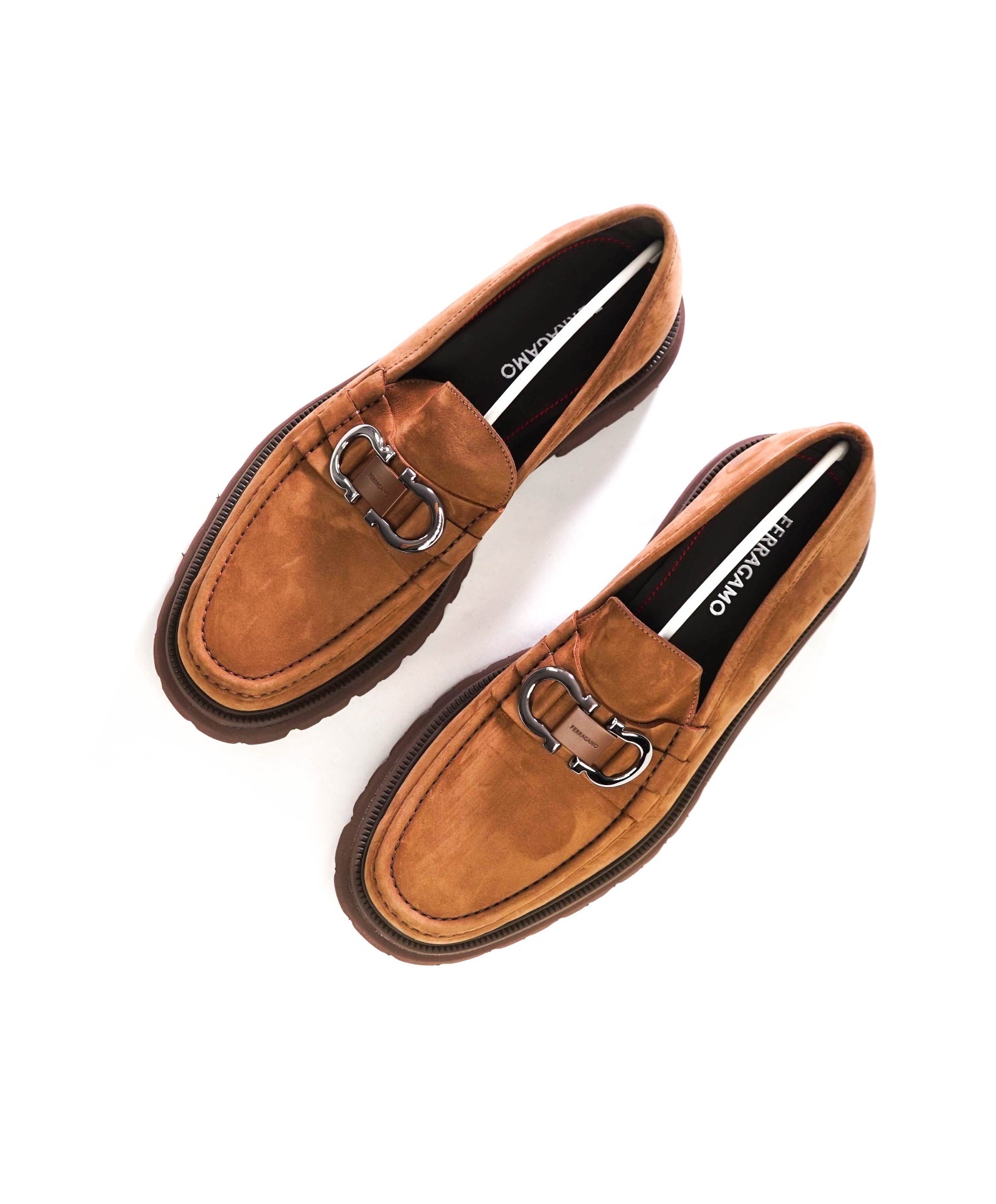 $1,090 FERRAGAMO - Brown Suede "COCOON" Loafers - 12 EE