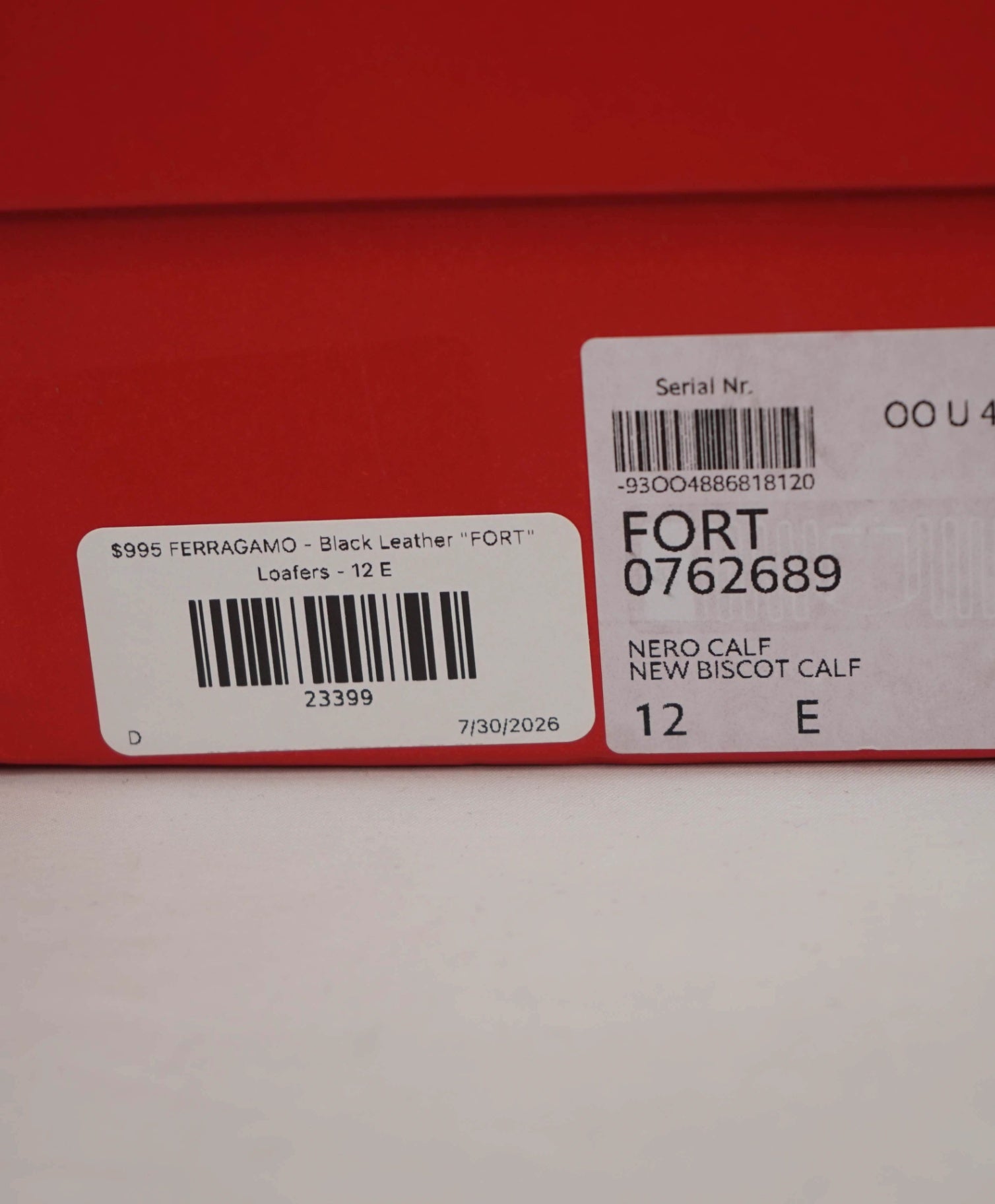 $995 FERRAGAMO - Black Leather "FORT" Loafers - 12 E