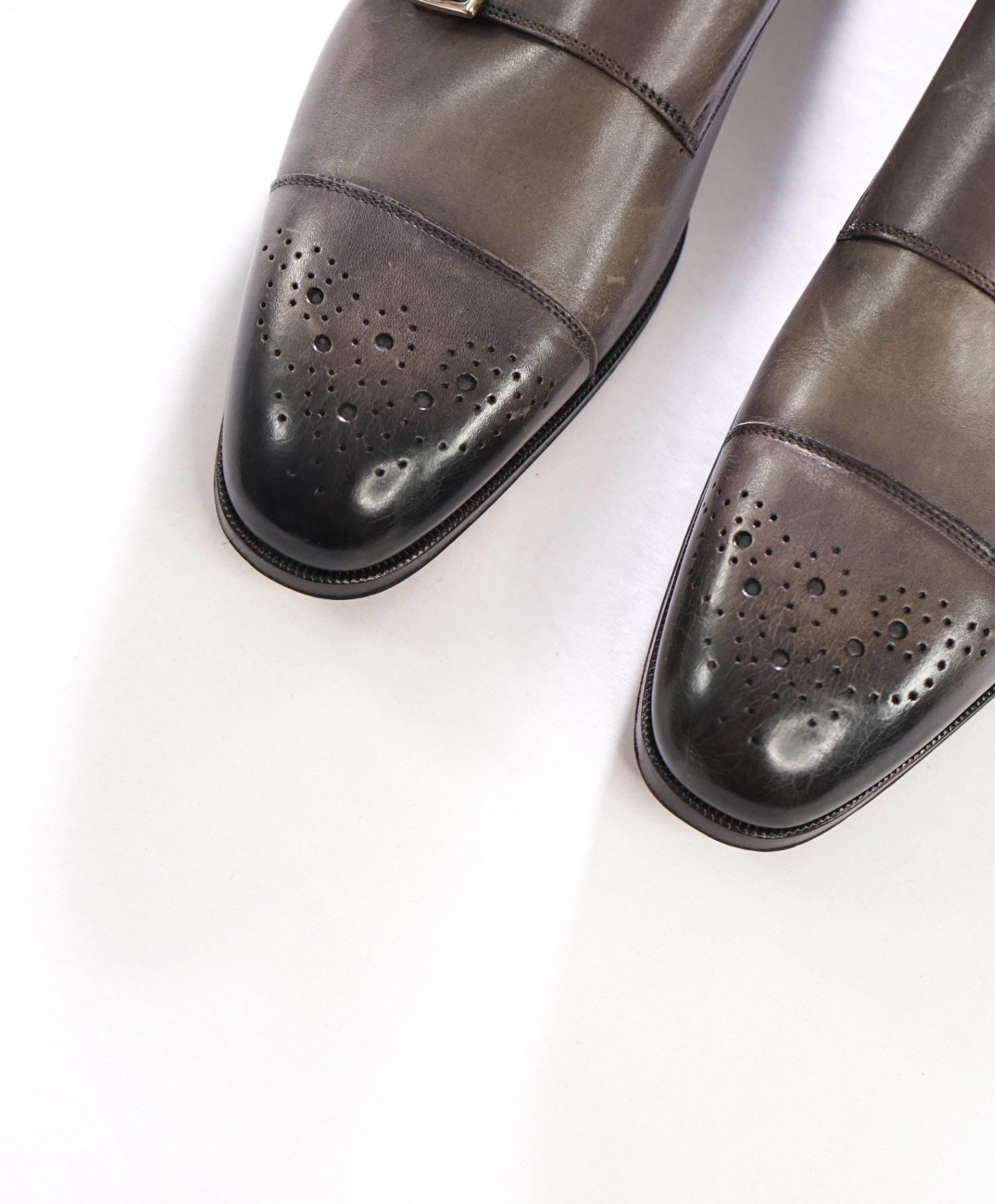 $1,990 TOM FORD - Gray Leather Monk Straps - US 9 (TF 8.5)