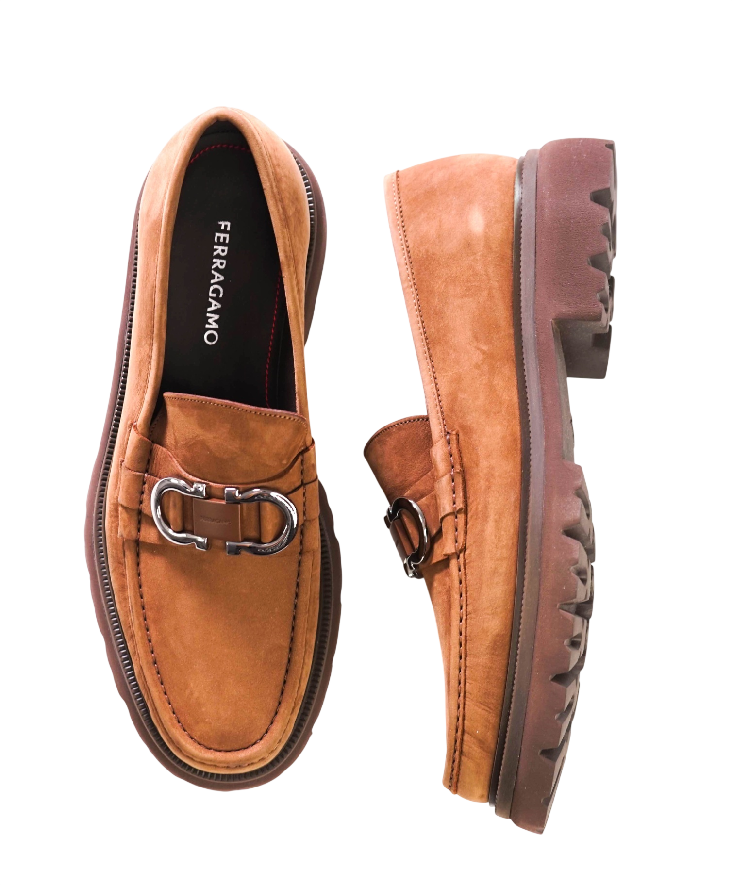 $1,090 FERRAGAMO - Brown Suede "COCOON" Loafers - 11 EE