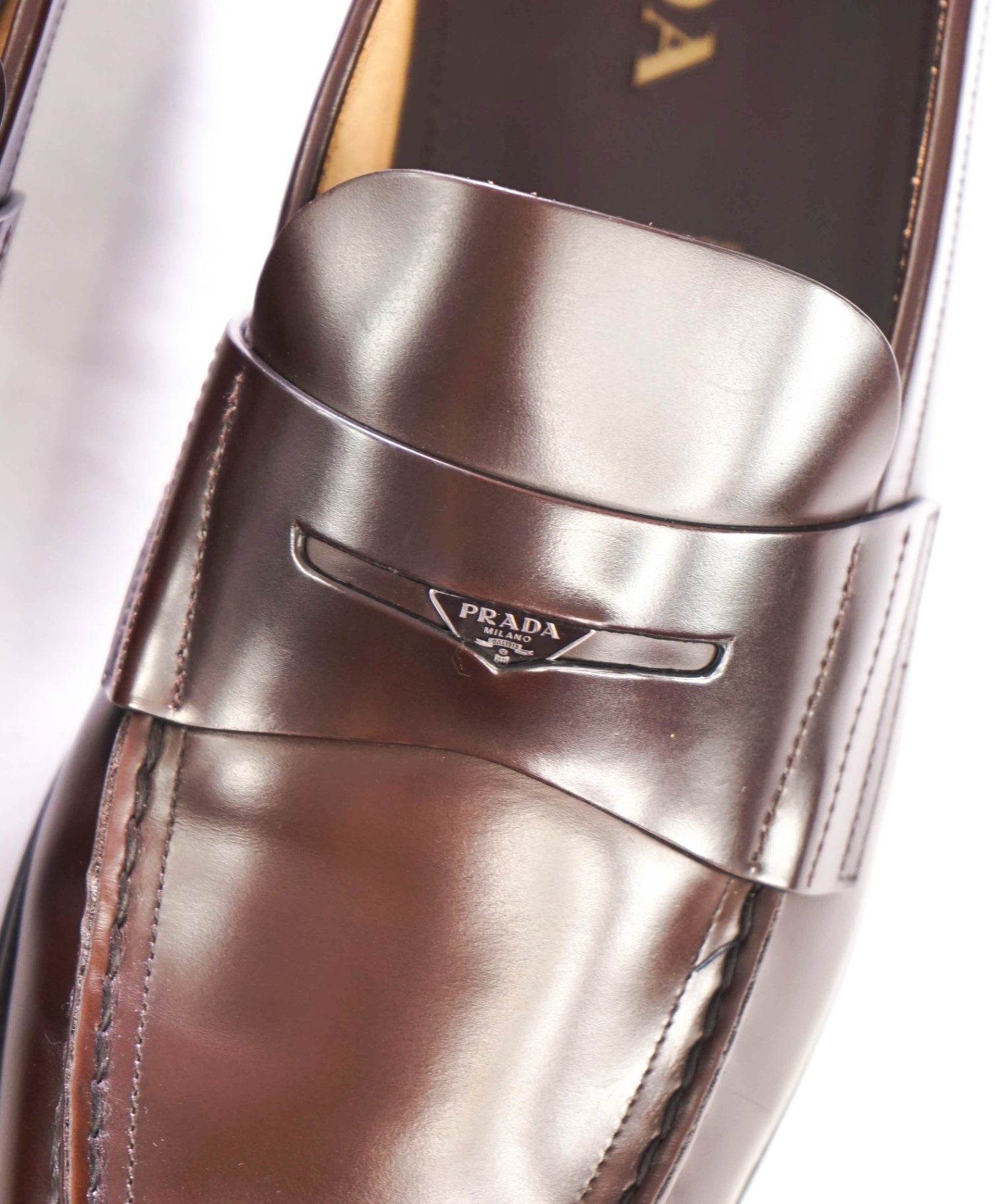$1,250 PRADA - Brown Leather Penny Loafers - US 11.5 (10.5UK)