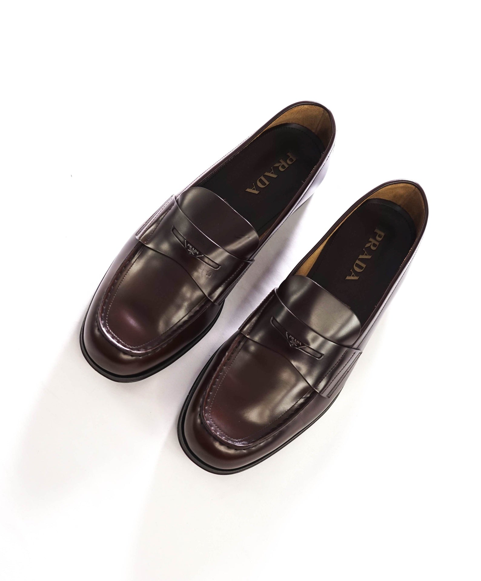 $1,250 PRADA - Brown Leather Penny Loafers - US 11.5 (10.5UK)