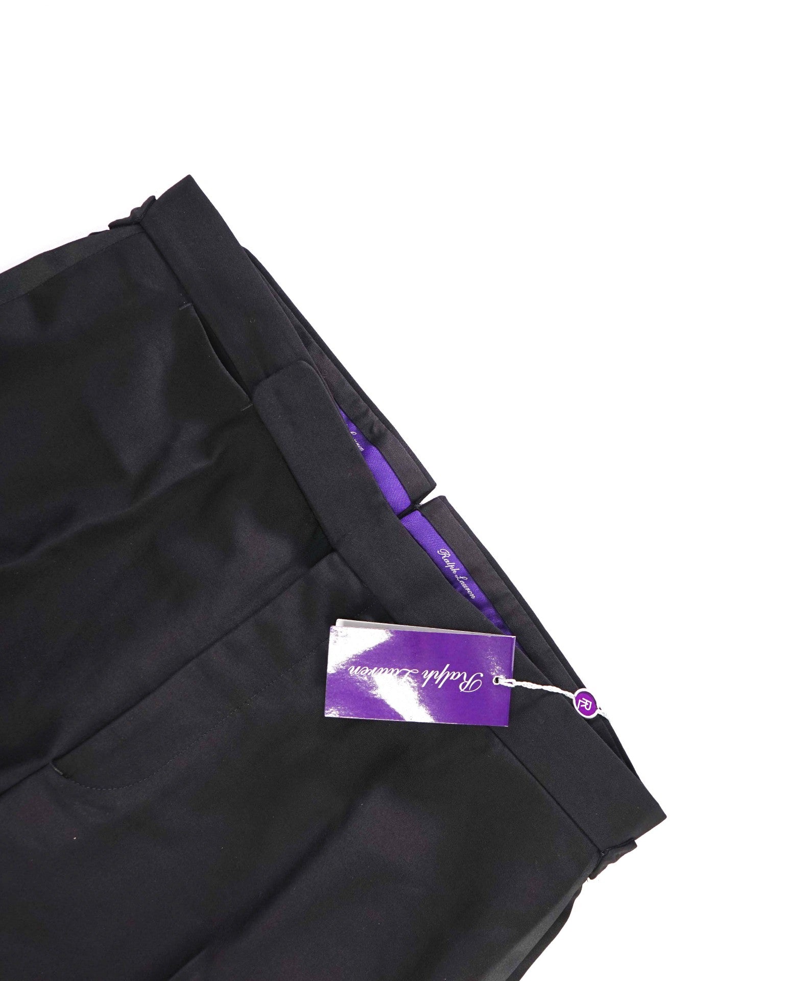 $995 RALPH LAUREN PURPLE LABEL-Black Wool Tuxedo Pants-34W