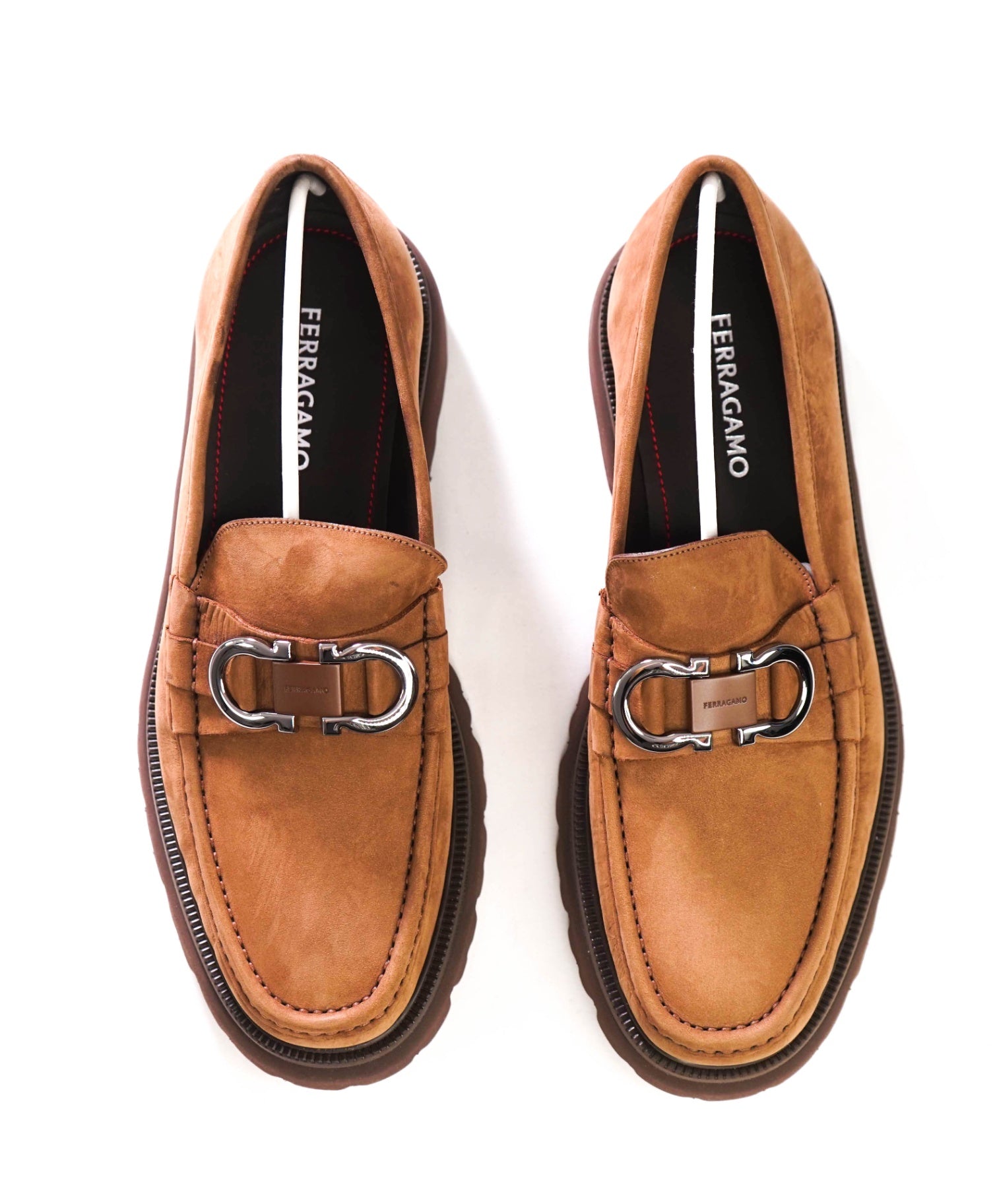 $1,090 FERRAGAMO - Brown Suede "COCOON" Loafers - 11.5 EE