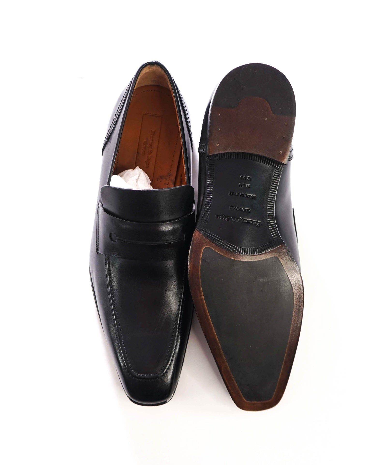 $1,290 ZEGNA COUTURE - Black Penny Loafers - US 12 (11UK)