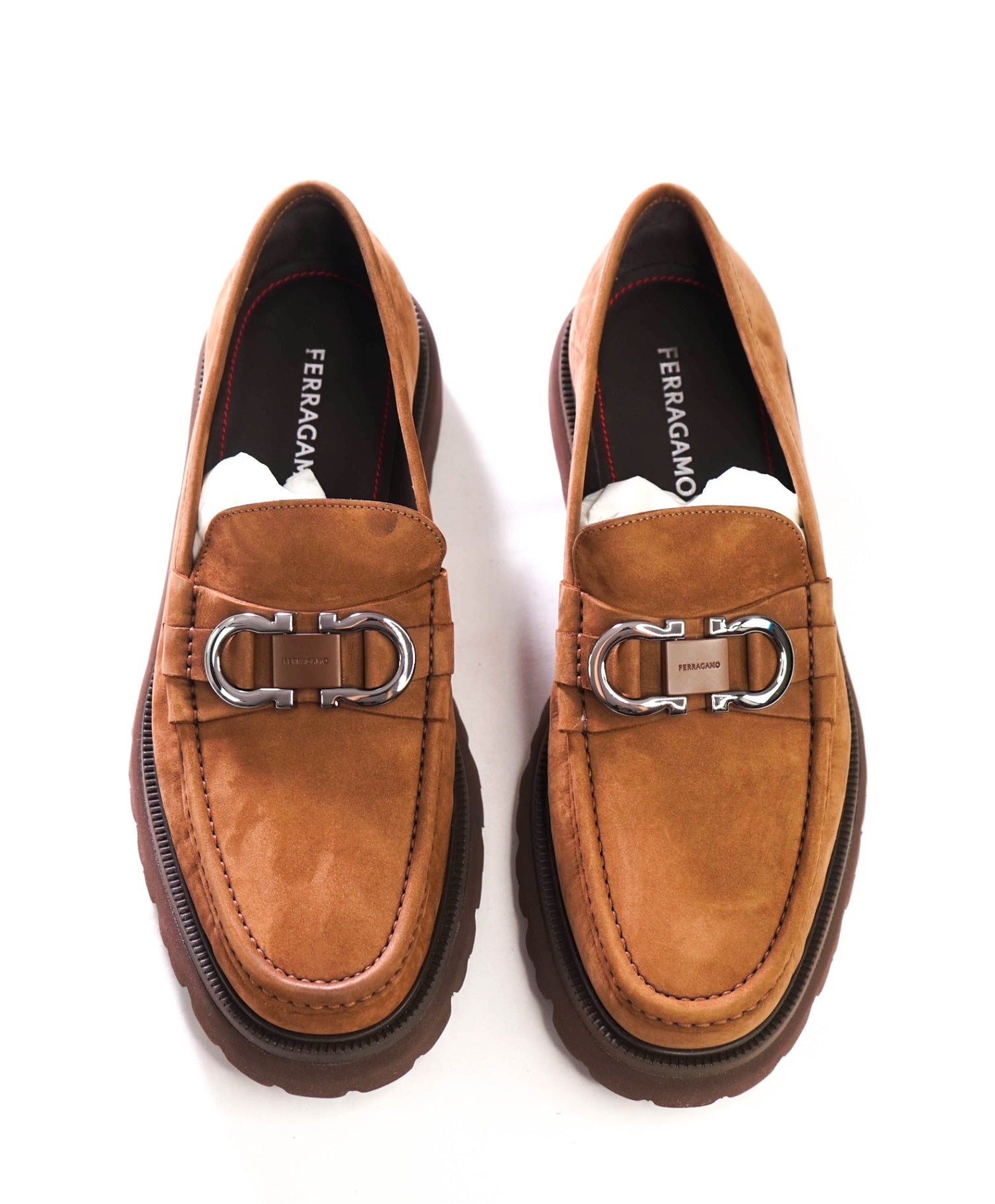$1,090 FERRAGAMO - Brown Suede "COCOON" Loafers - 11 EE