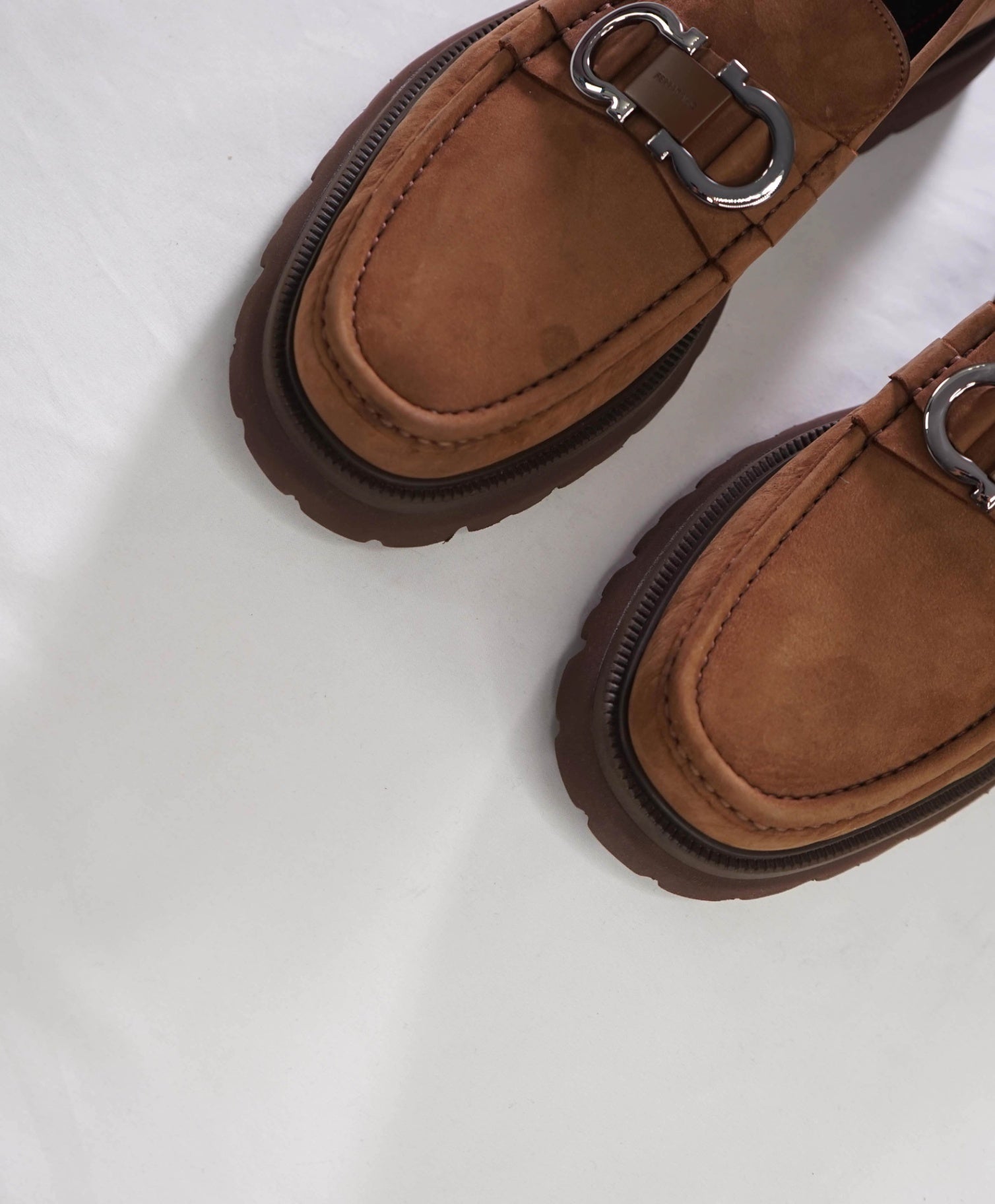 $1,090 FERRAGAMO - Brown Suede "COCOON" Loafers - 11.5 EE