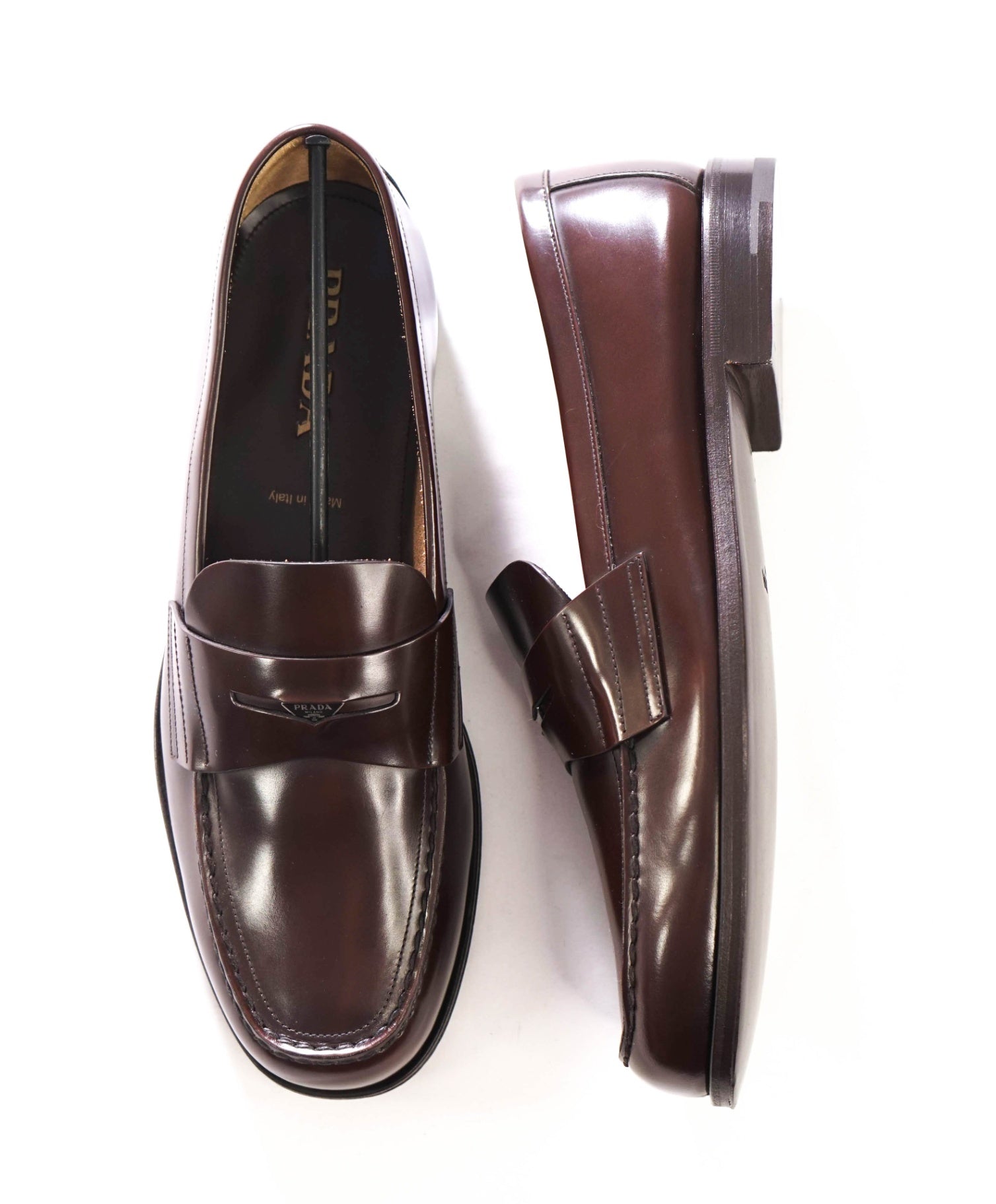 $1,250 PRADA - Brown Leather Penny Loafers - US 12 (11UK)
