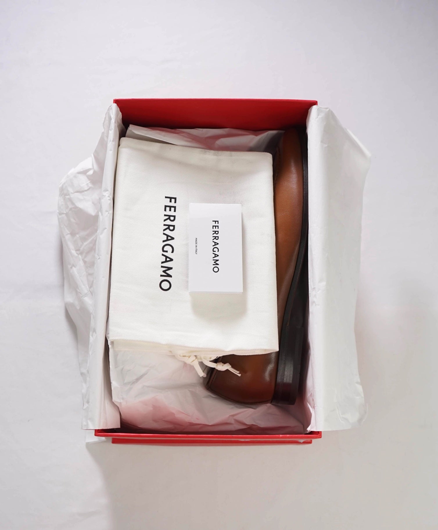 $1,050 FERRAGAMO - "BONNY" Brown Leather Loafers - 9.5 E
