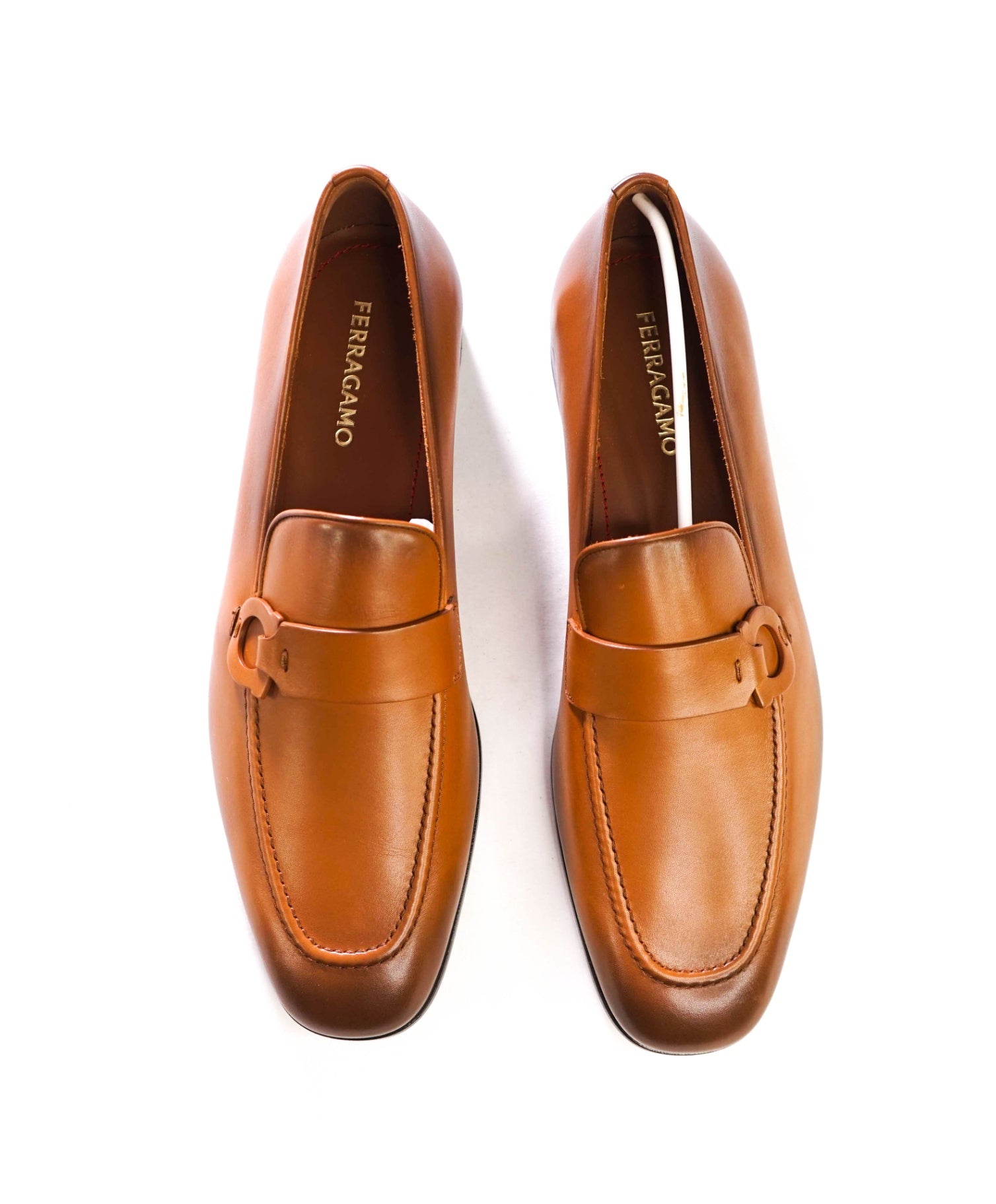 $1,050 FERRAGAMO - "BONNY" Brown Leather Loafers - 12 E