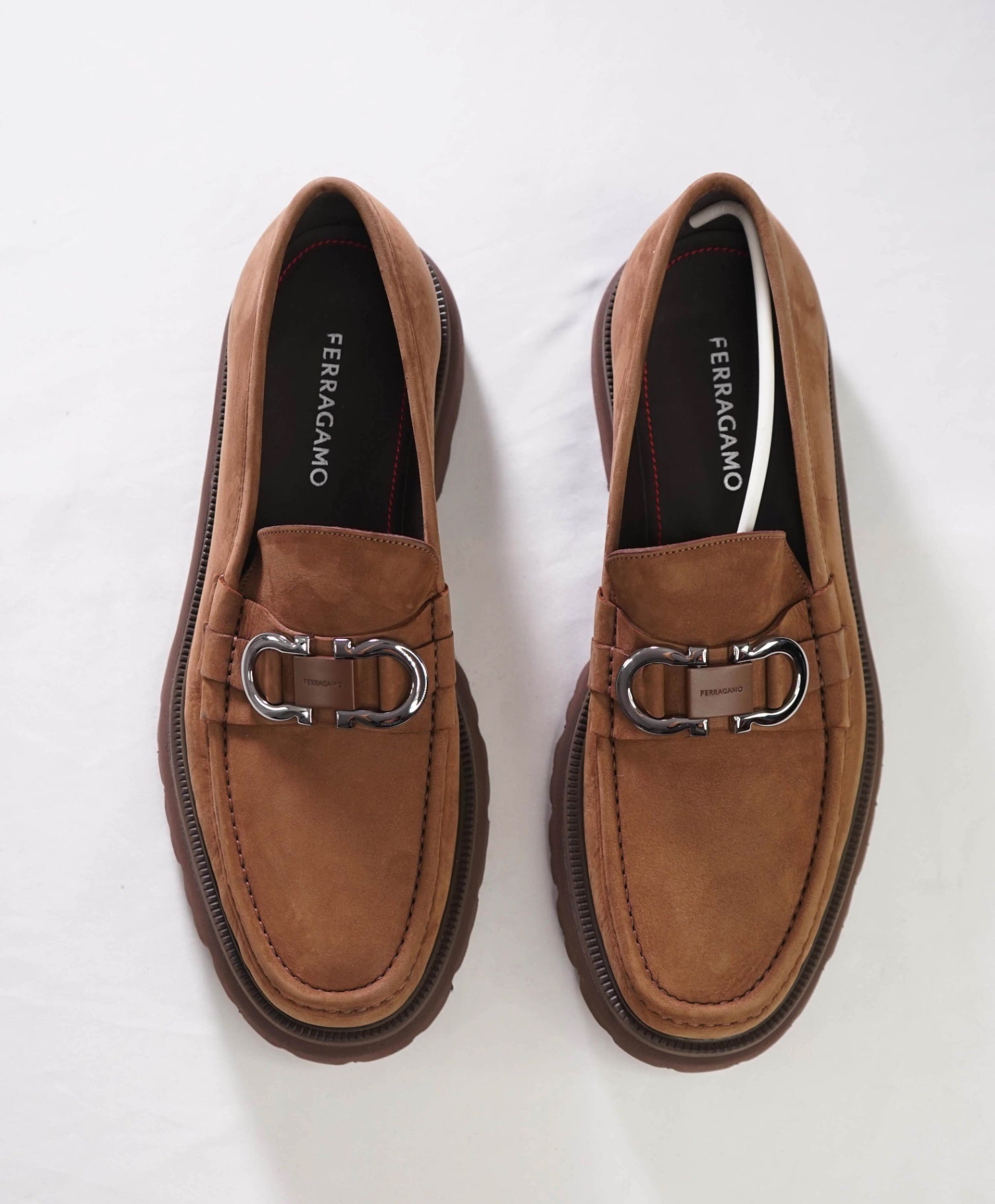$1,090 FERRAGAMO - Brown Suede "COCOON" Loafers - 11.5 EE