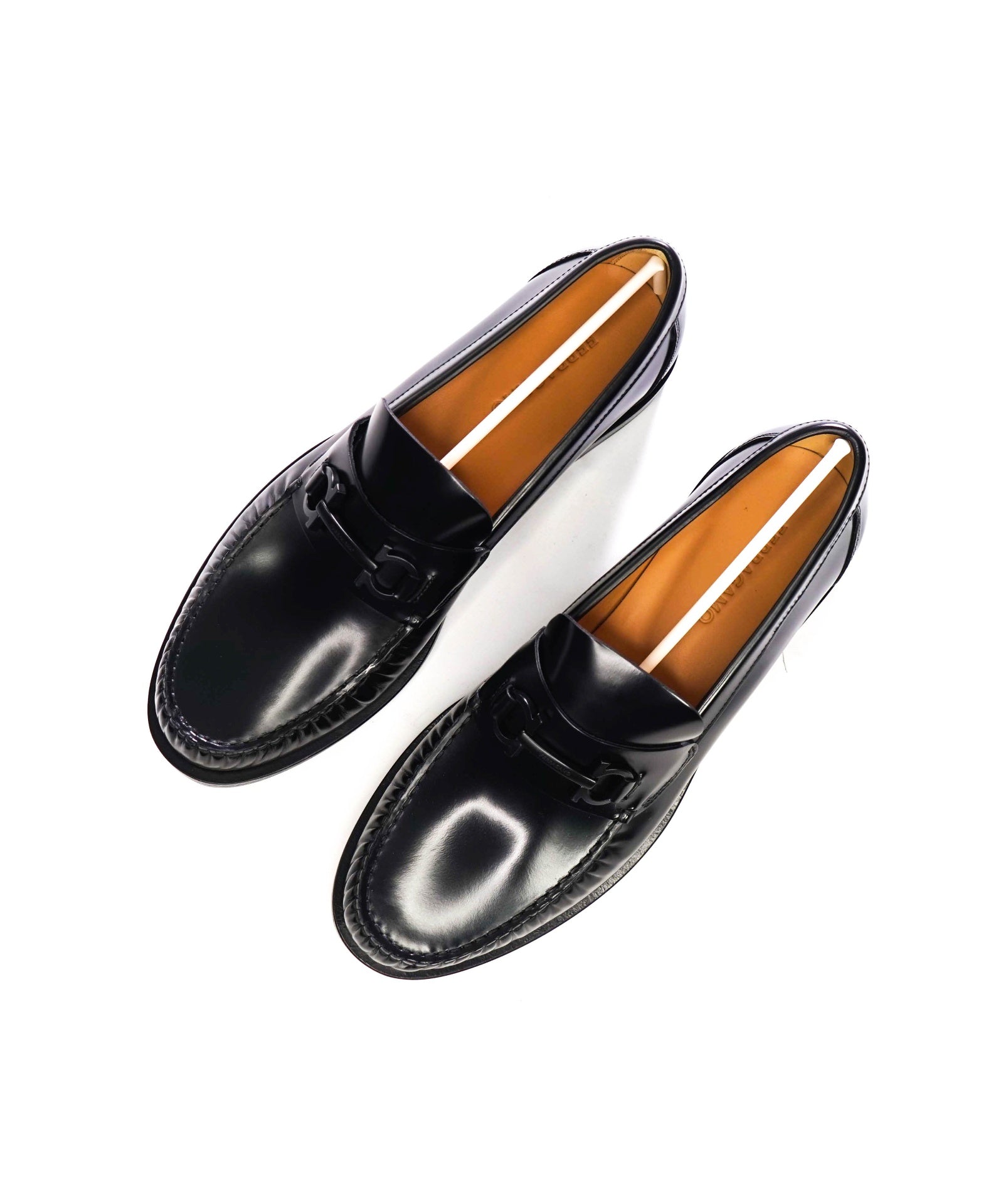 $995 FERRAGAMO - Black Leather "FORT" Loafers - 12 EE