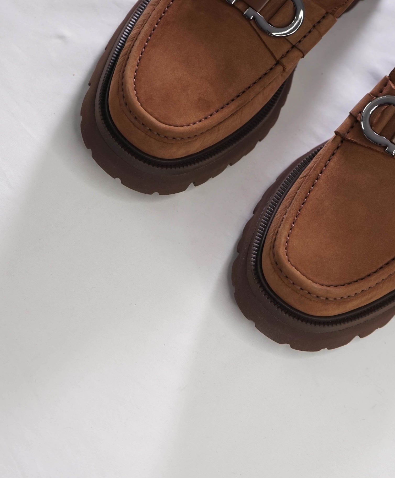 $1,090 FERRAGAMO - Brown Suede "COCOON" Loafers - 11.5 EE