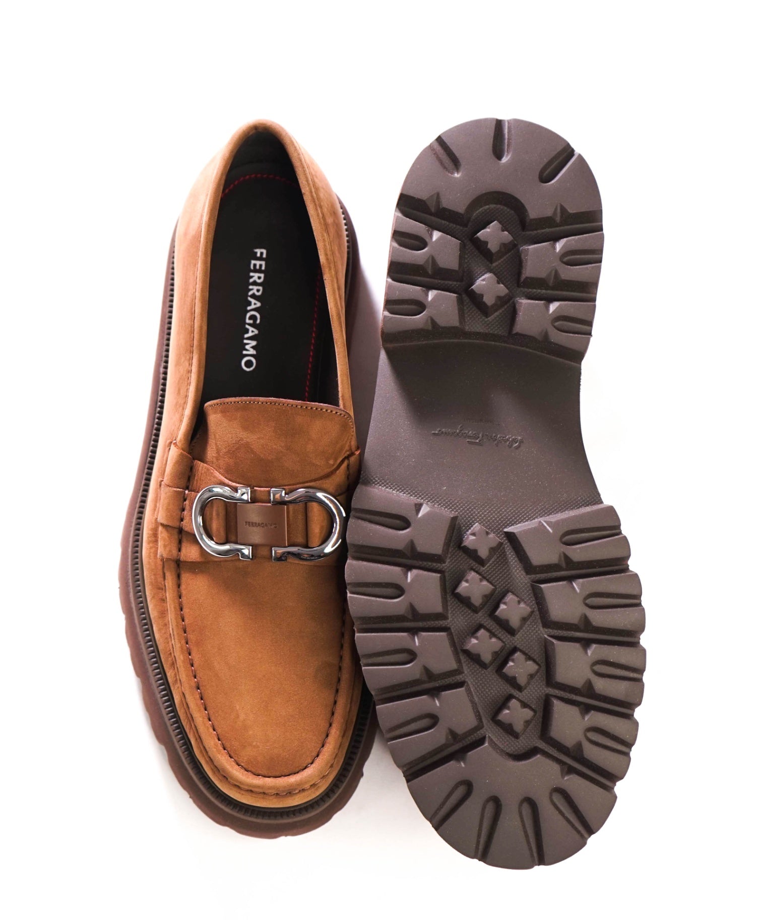 $1,090 FERRAGAMO - Brown Suede "COCOON" Loafers - 12 EE