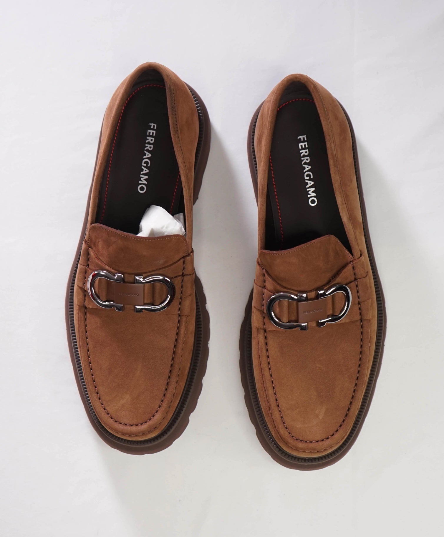 $1,090 FERRAGAMO - Brown Suede "COCOON" Loafers - 11 EE