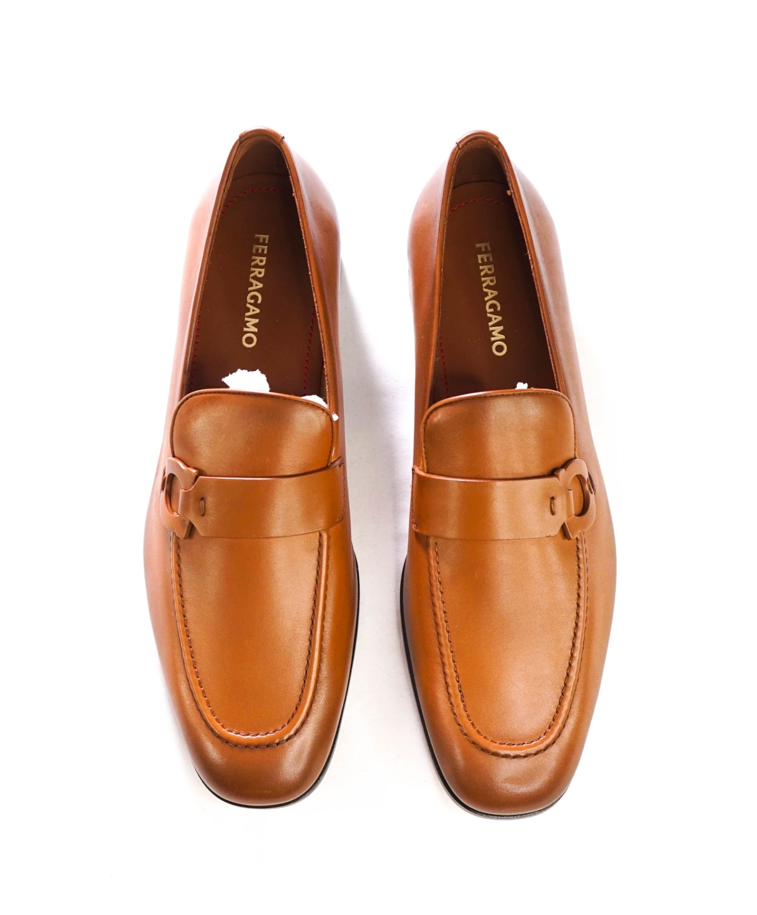$1,050 FERRAGAMO - "BONNY" Brown Leather Loafers - 11 E