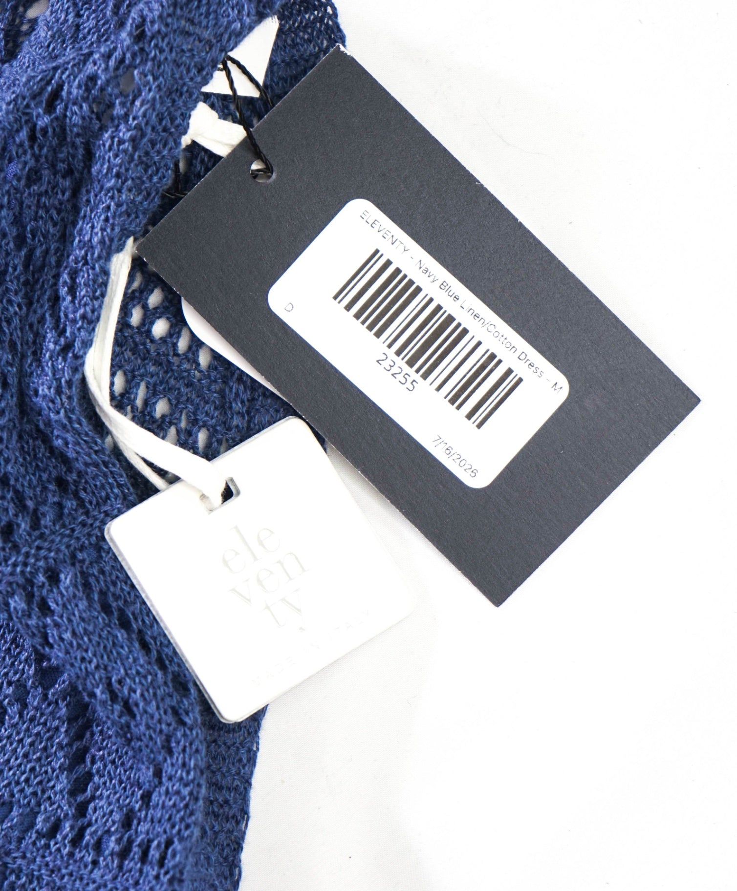 $515 ELEVENTY - Navy Blue Linen/Cotton Dress - M