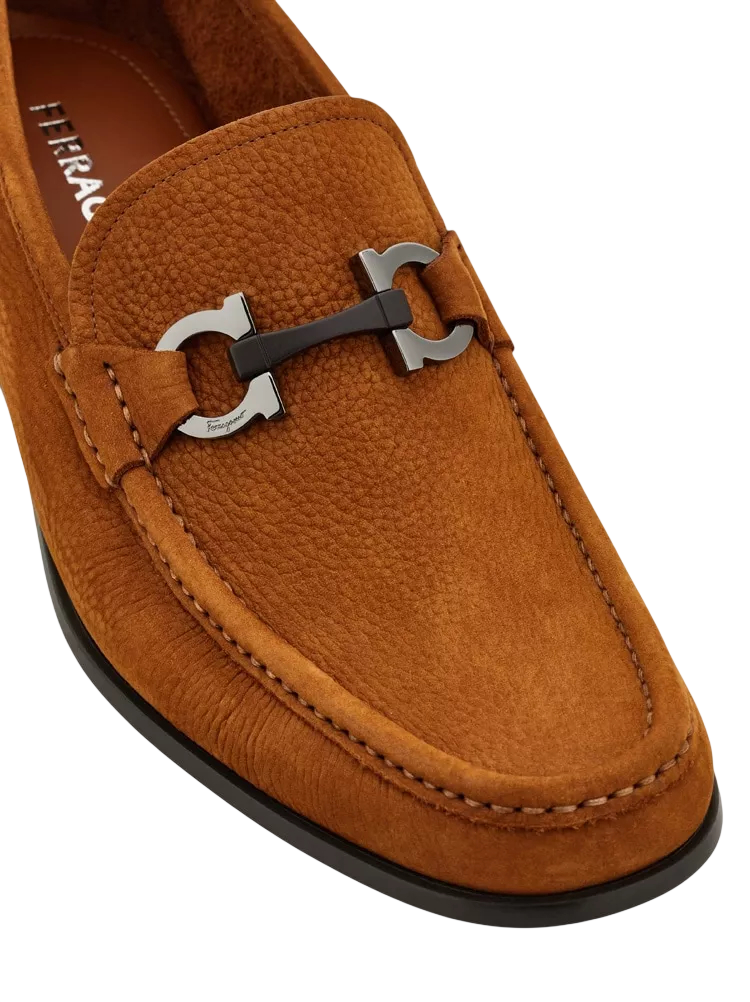 $850 FERRAGAMO - "GRANDIOSO" Brown Suede Loafers - 13 EE