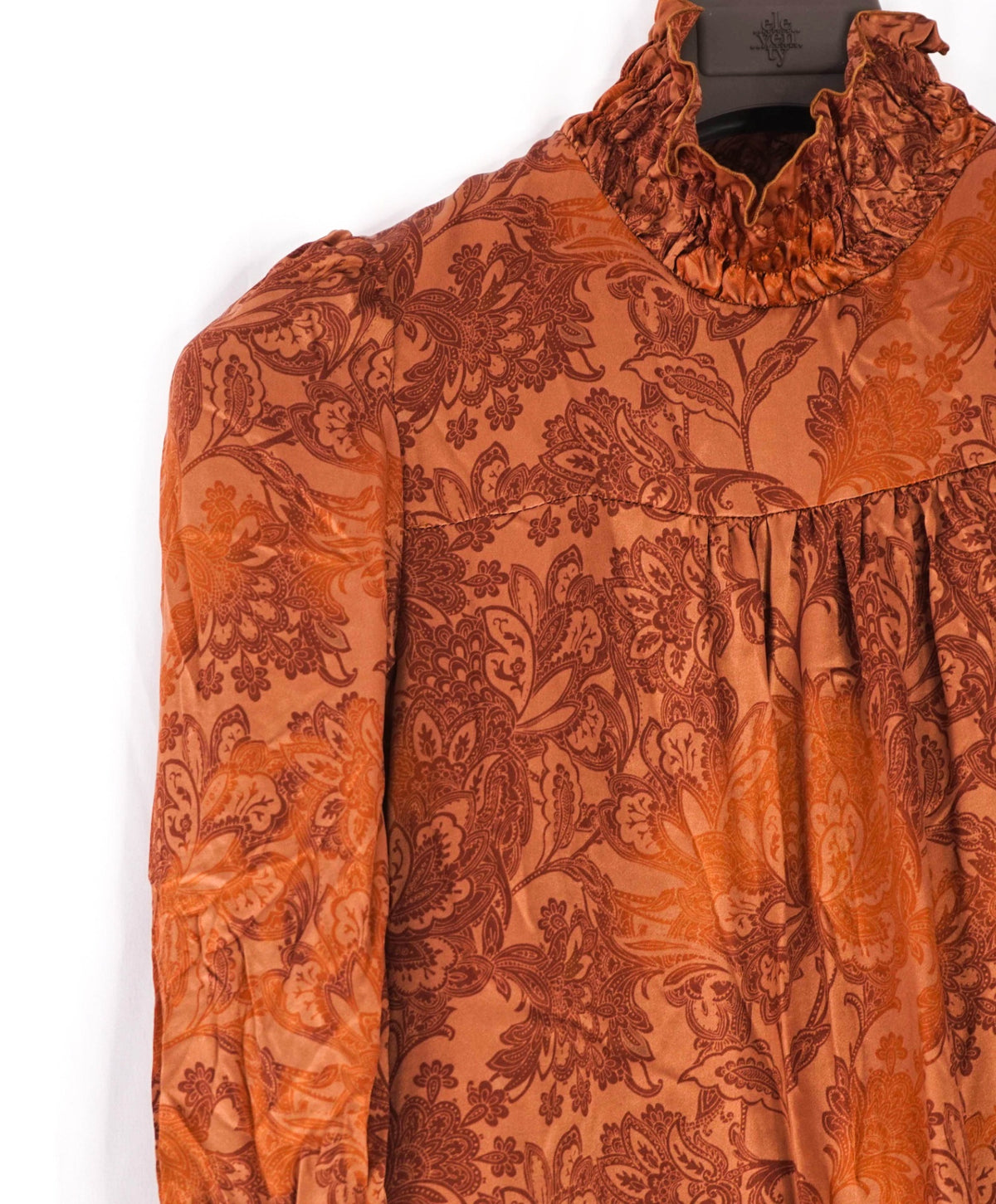 $795 ELEVENTY - Bronze Floral SILK Dress - 2 US (40 EU)