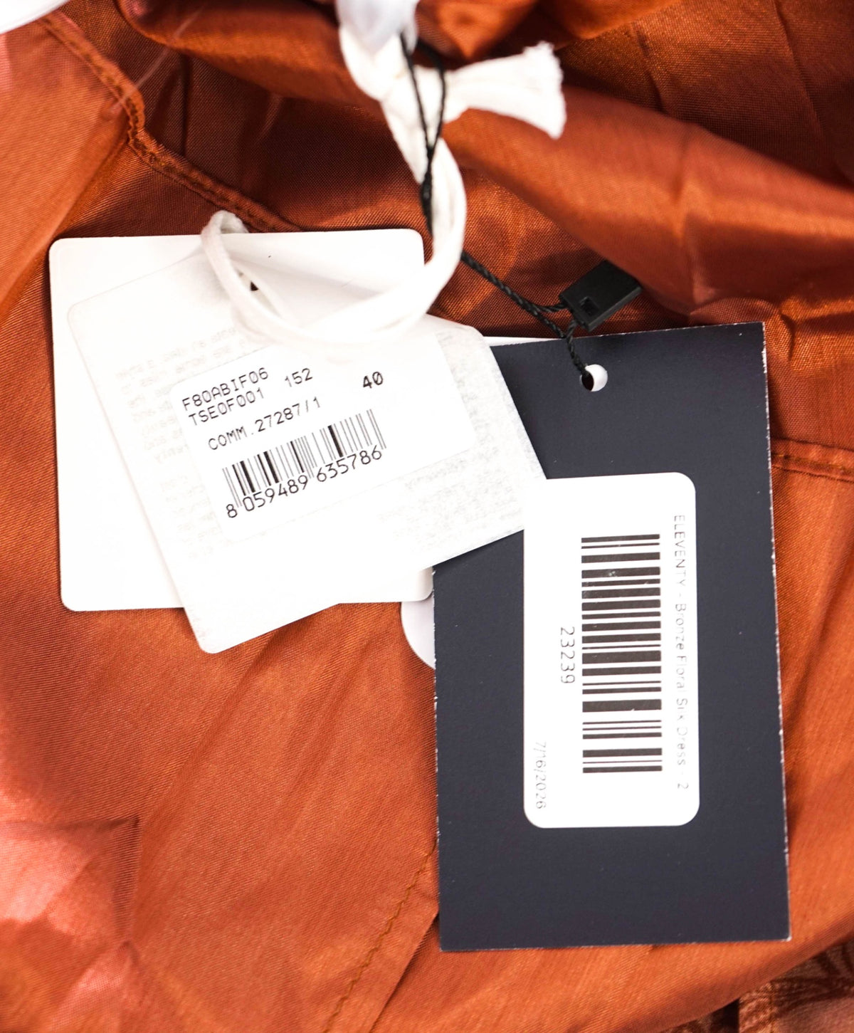 $795 ELEVENTY - Bronze Floral SILK Dress - 2 US (40 EU)