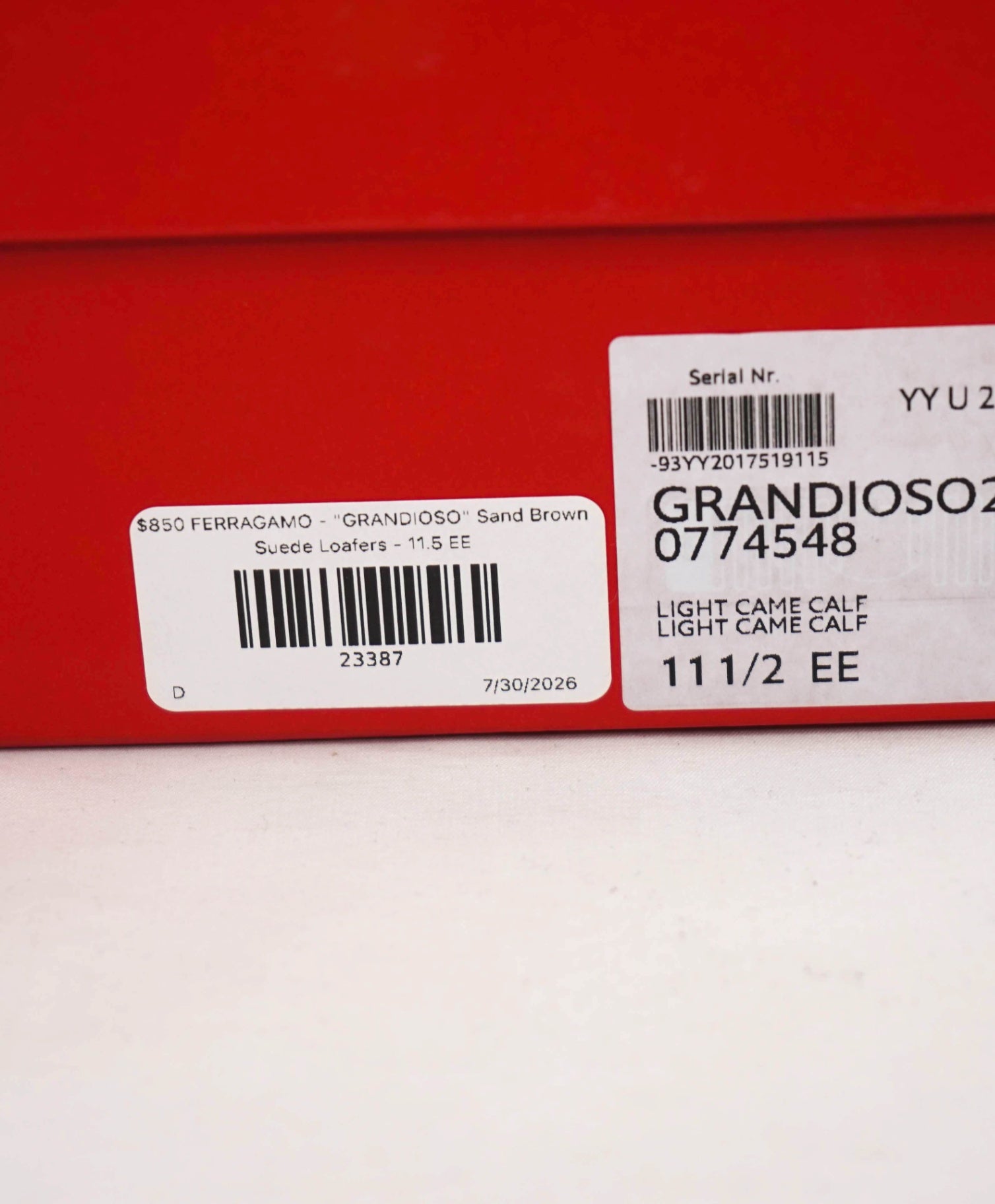 $850 FERRAGAMO - "GRANDIOSO" Neutral Suede Loafers - 11.5 EE