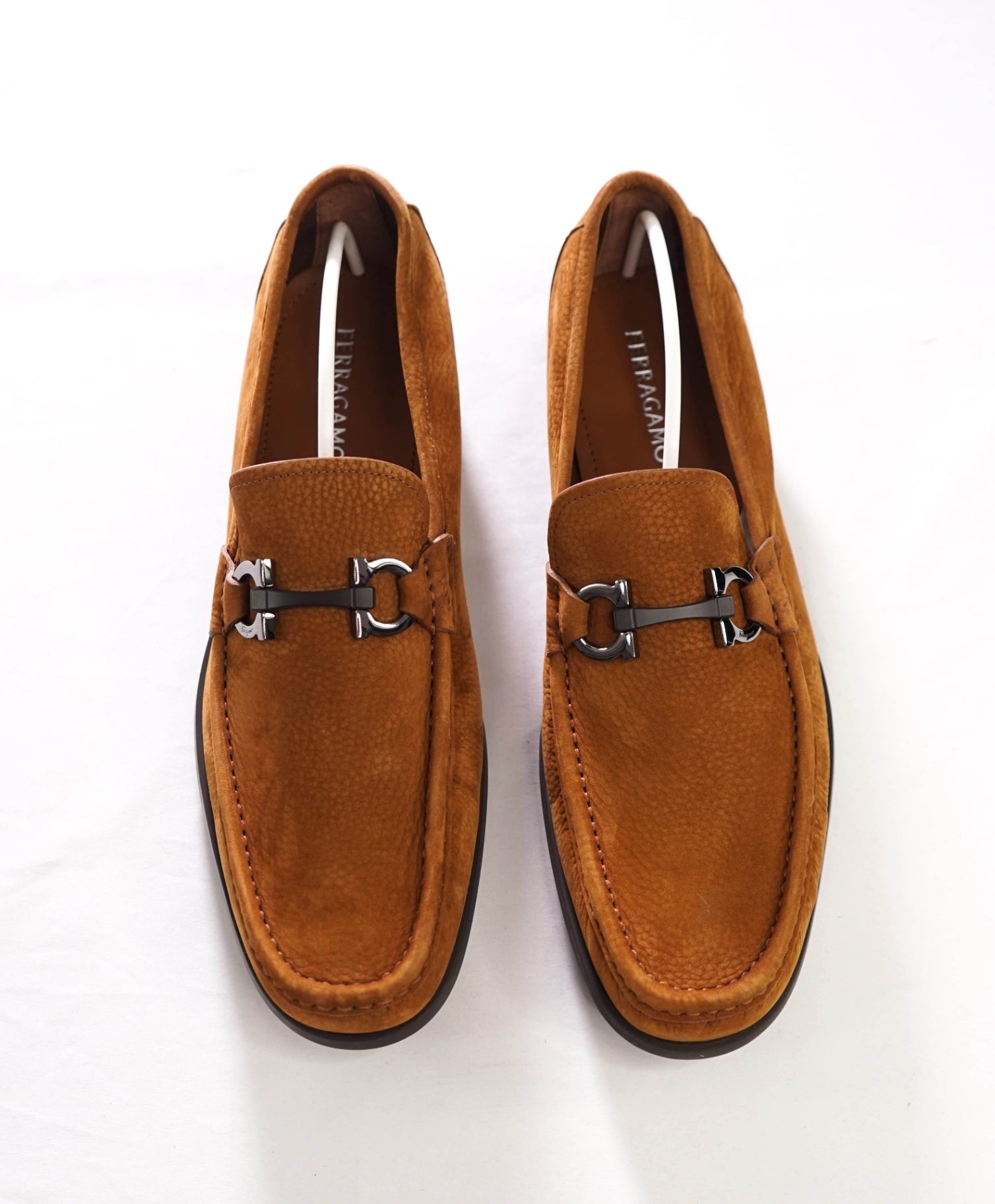 $850 FERRAGAMO - "GRANDIOSO" Brown Suede Loafers - 10.5 EE
