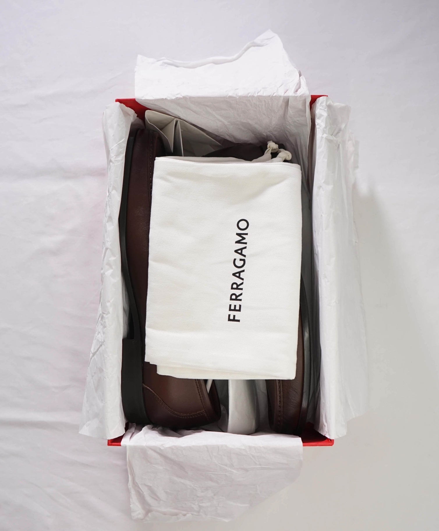 $980 FERRAGAMO - Brown Leather "DUPONT" Loafers - 12 EE