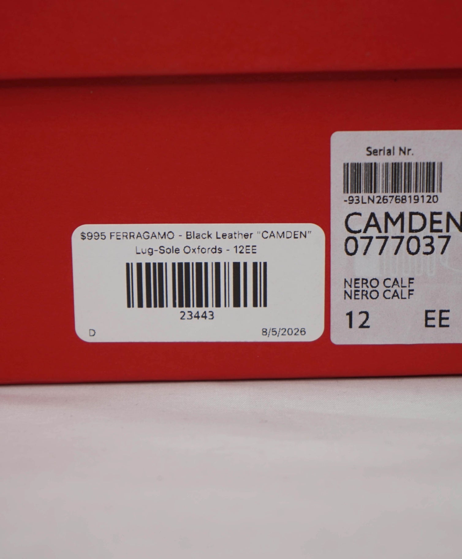 $995 FERRAGAMO - Black "CAMDEN" Lug-Sole Oxfords - 12EE
