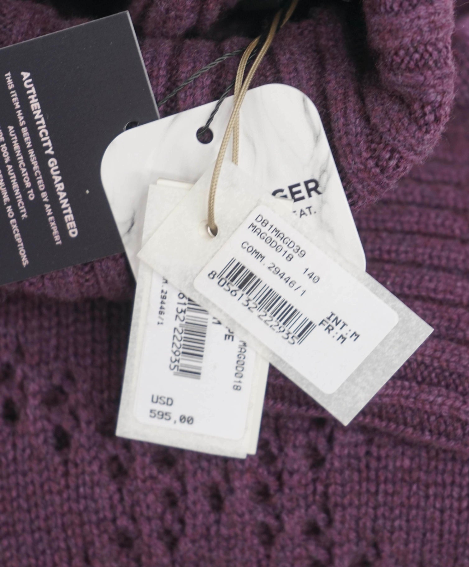 $595 ELEVENTY - Purple Wool/Cashmere Turtleneck - M (Women)