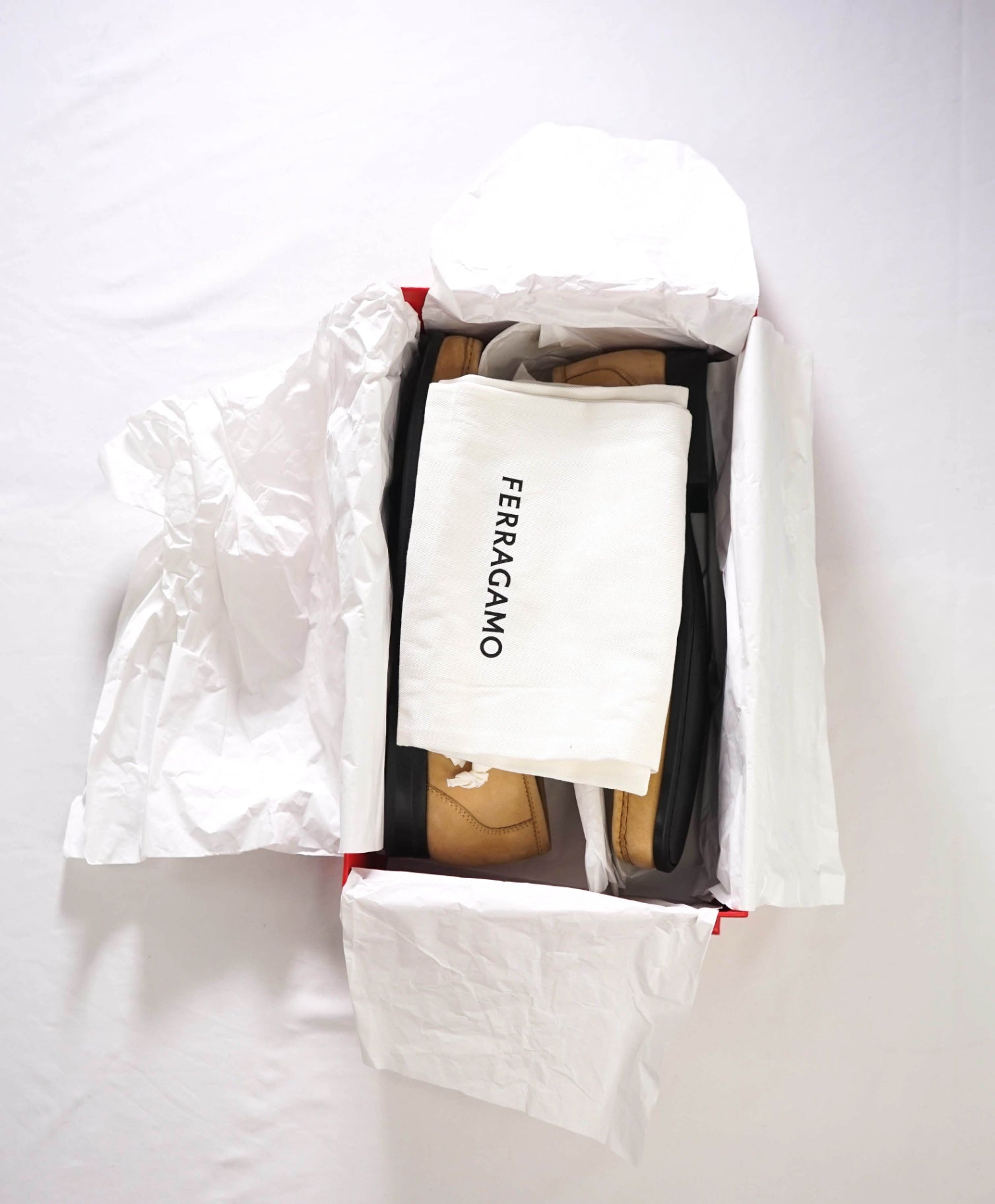 $850 FERRAGAMO - "GRANDIOSO" Neutral Suede Loafers - 13 E