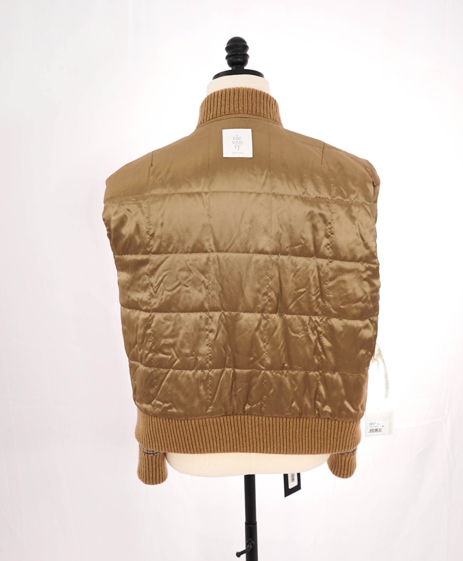$1595 ELEVENTY - Brown Wool Puffer Bomber Jacket - 2 US (40 EU)