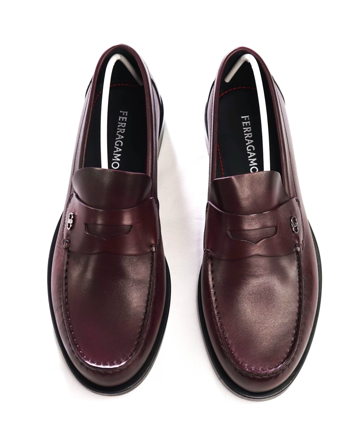FERRAGAMO - "BACCO" Dark Burgundy Leather Loafers - 12 EE