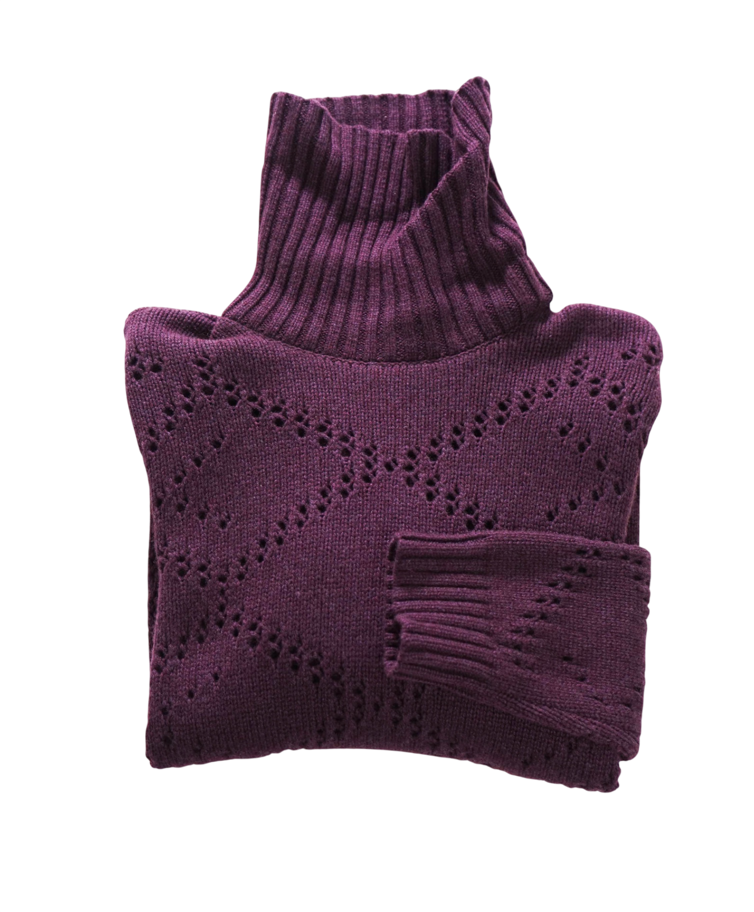 $595 ELEVENTY - Purple Wool/Cashmere Turtleneck - M (Women)