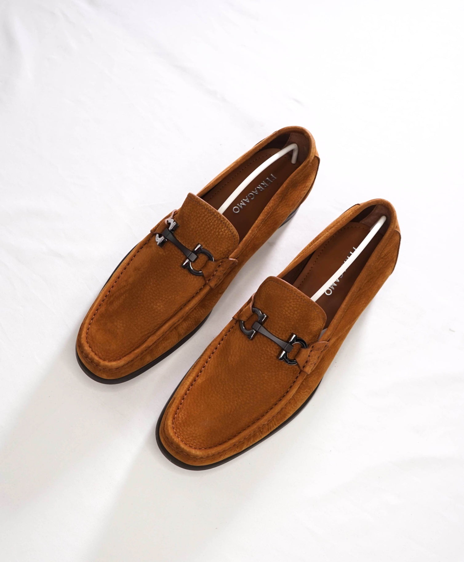 $850 FERRAGAMO - "GRANDIOSO" Brown Suede Loafers - 10.5 EE