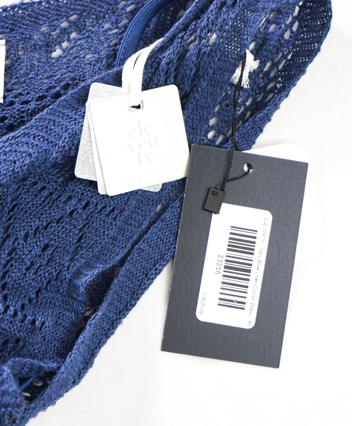 $515 ELEVENTY - Navy Blue Linen/Cotton Dress - M