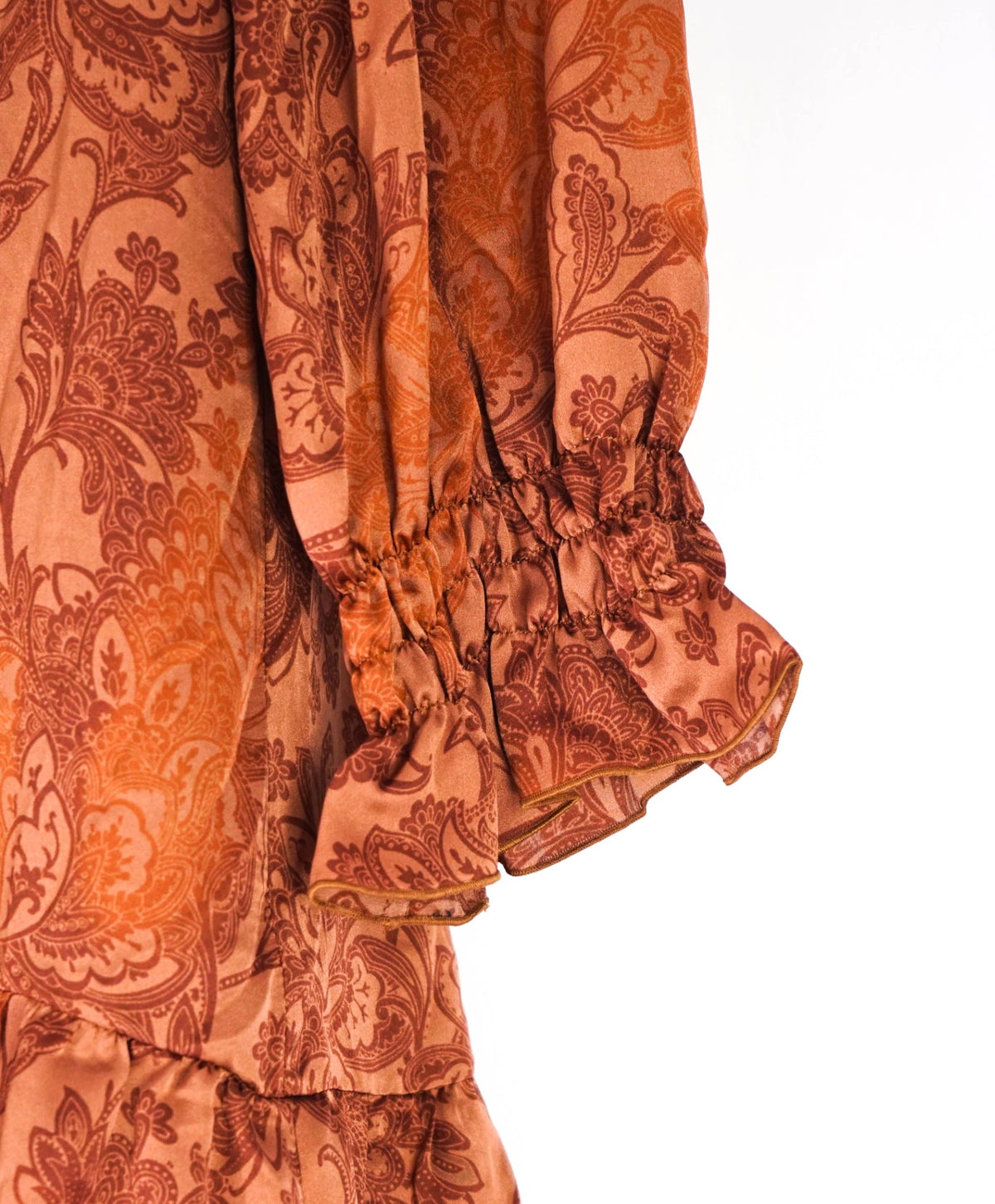 $795 ELEVENTY - Bronze Floral SILK Dress - 2 US (40 EU)