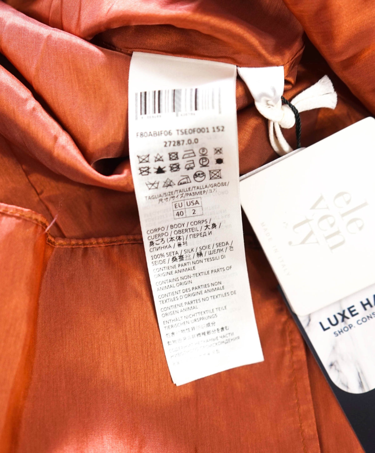 $795 ELEVENTY - Bronze Floral SILK Dress - 2 US (40 EU)