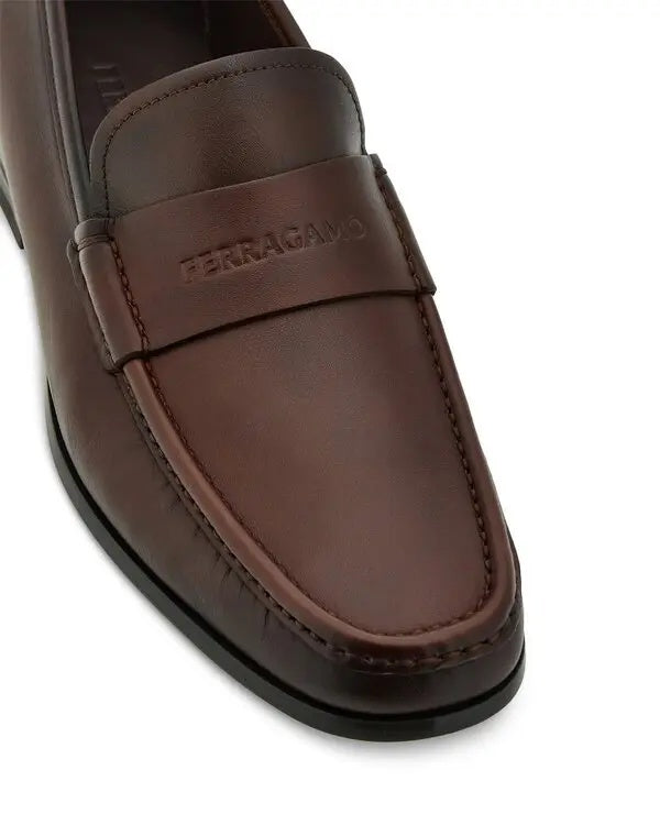 $980 FERRAGAMO - Brown Leather "DUPONT" Loafers - 11.5 EE