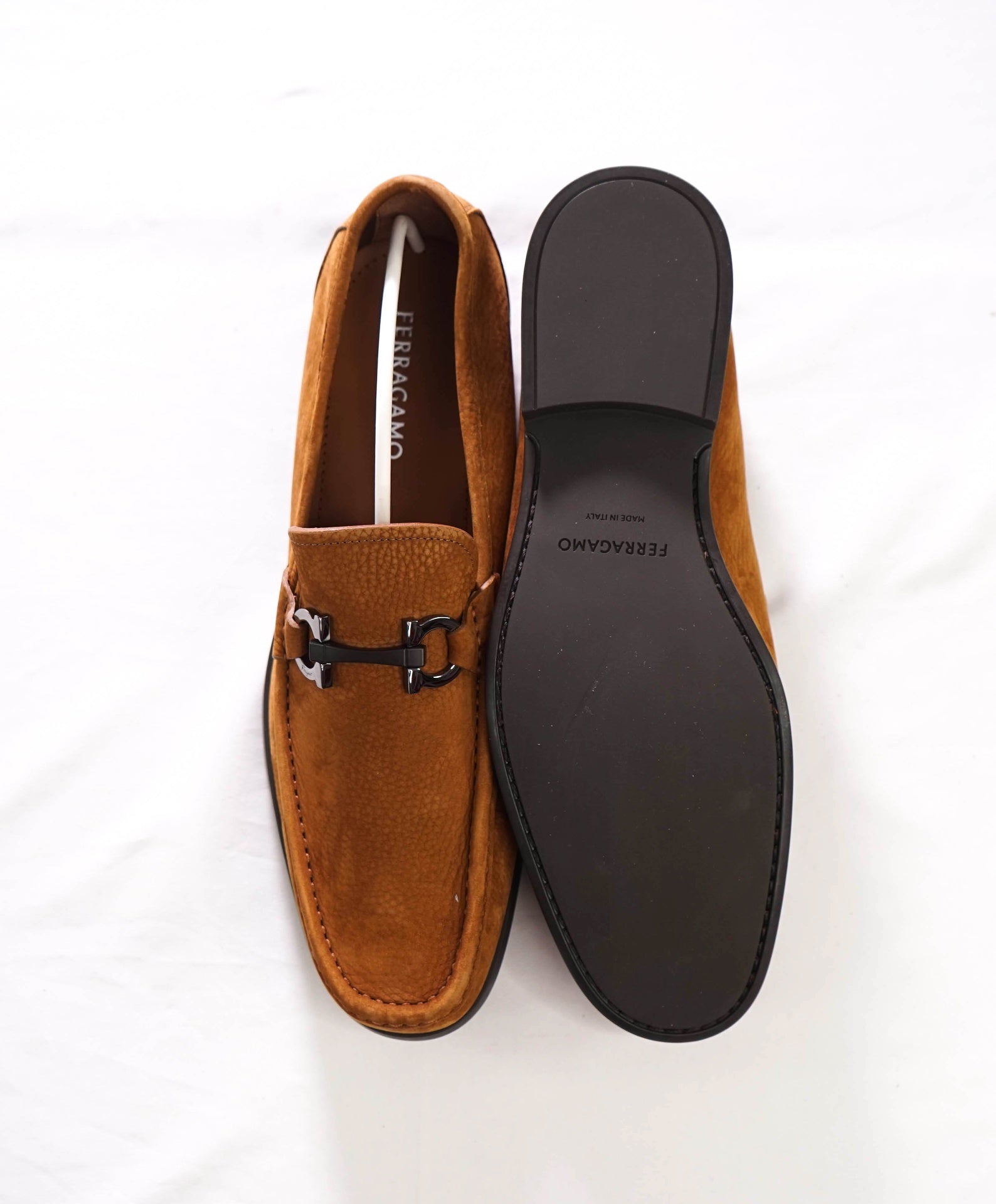 $850 FERRAGAMO - "GRANDIOSO" Brown Suede Loafers - 12 EE