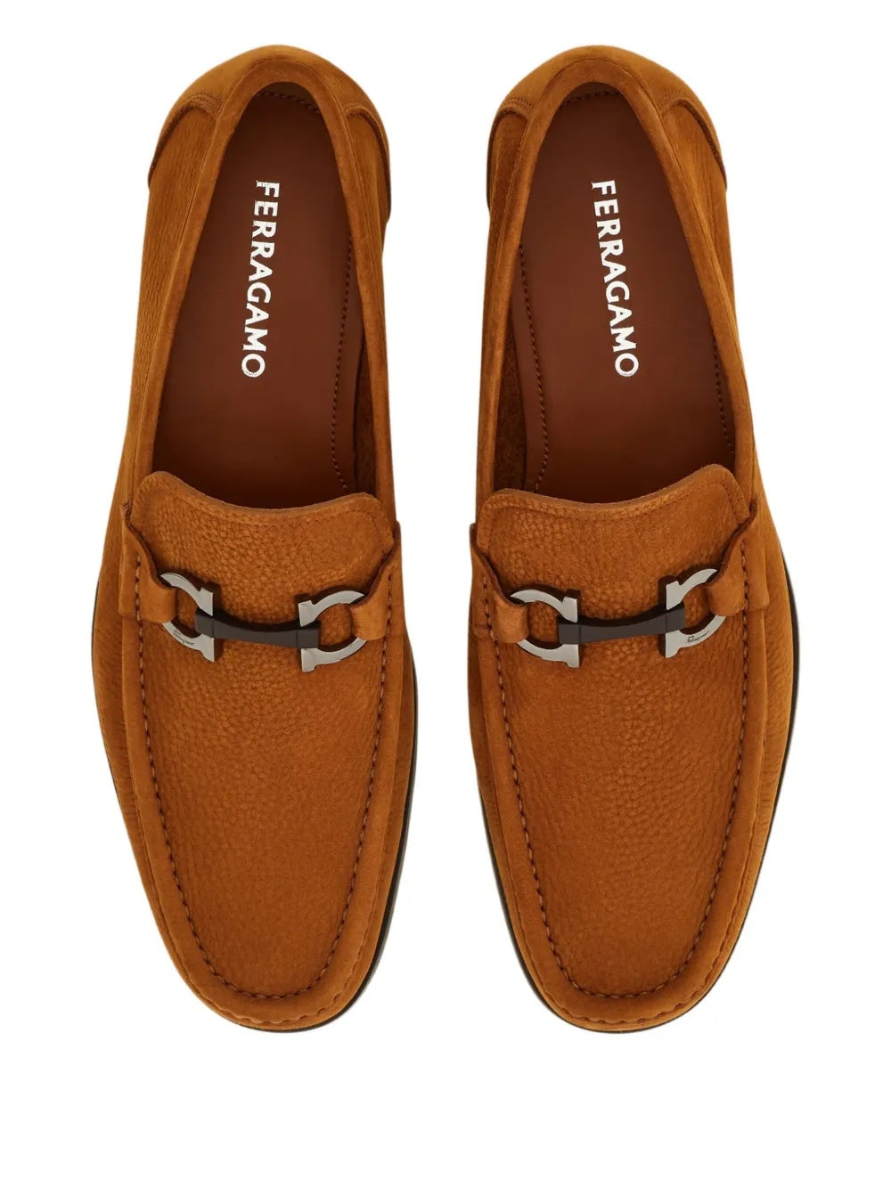 $850 FERRAGAMO - "GRANDIOSO" Brown Suede Loafers - 13 EE