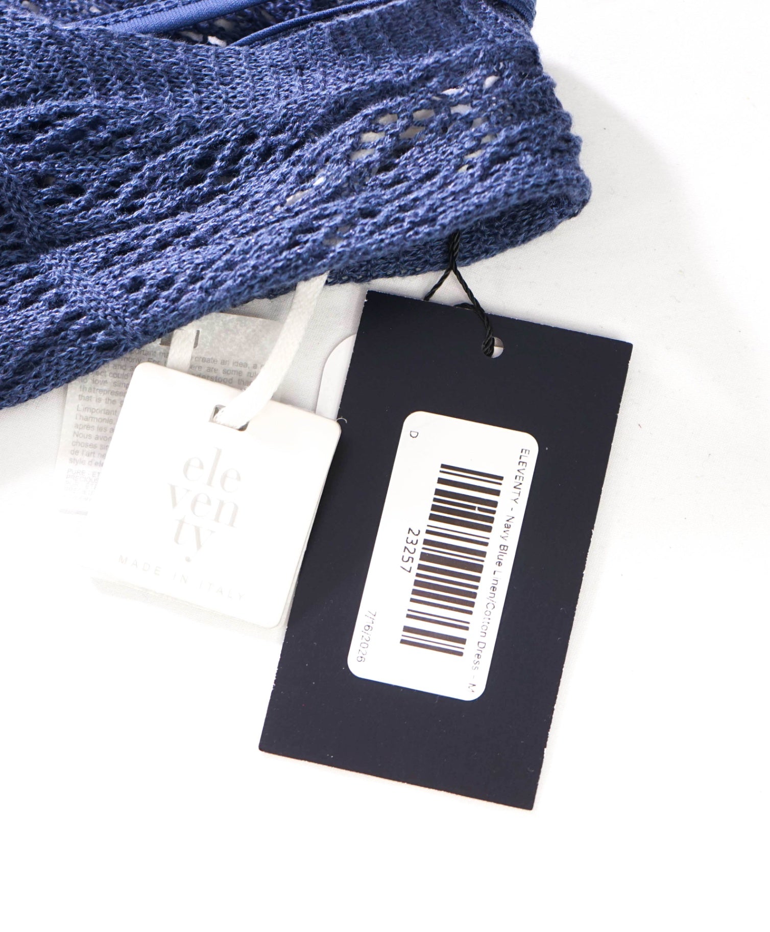 $515 ELEVENTY - Navy Blue Linen/Cotton Dress - M