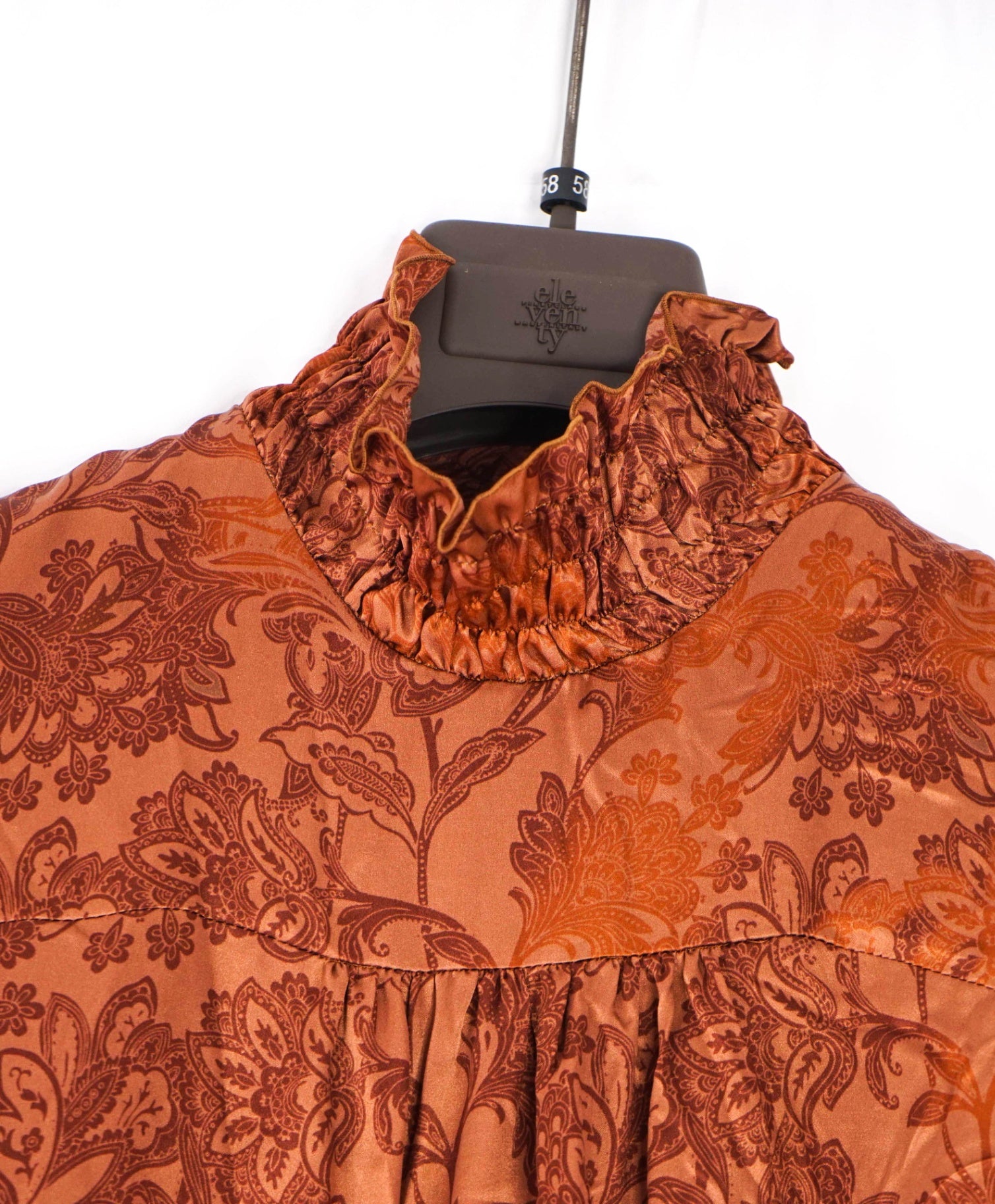 $795 ELEVENTY - Bronze Floral SILK Dress - 2 US (40 EU)