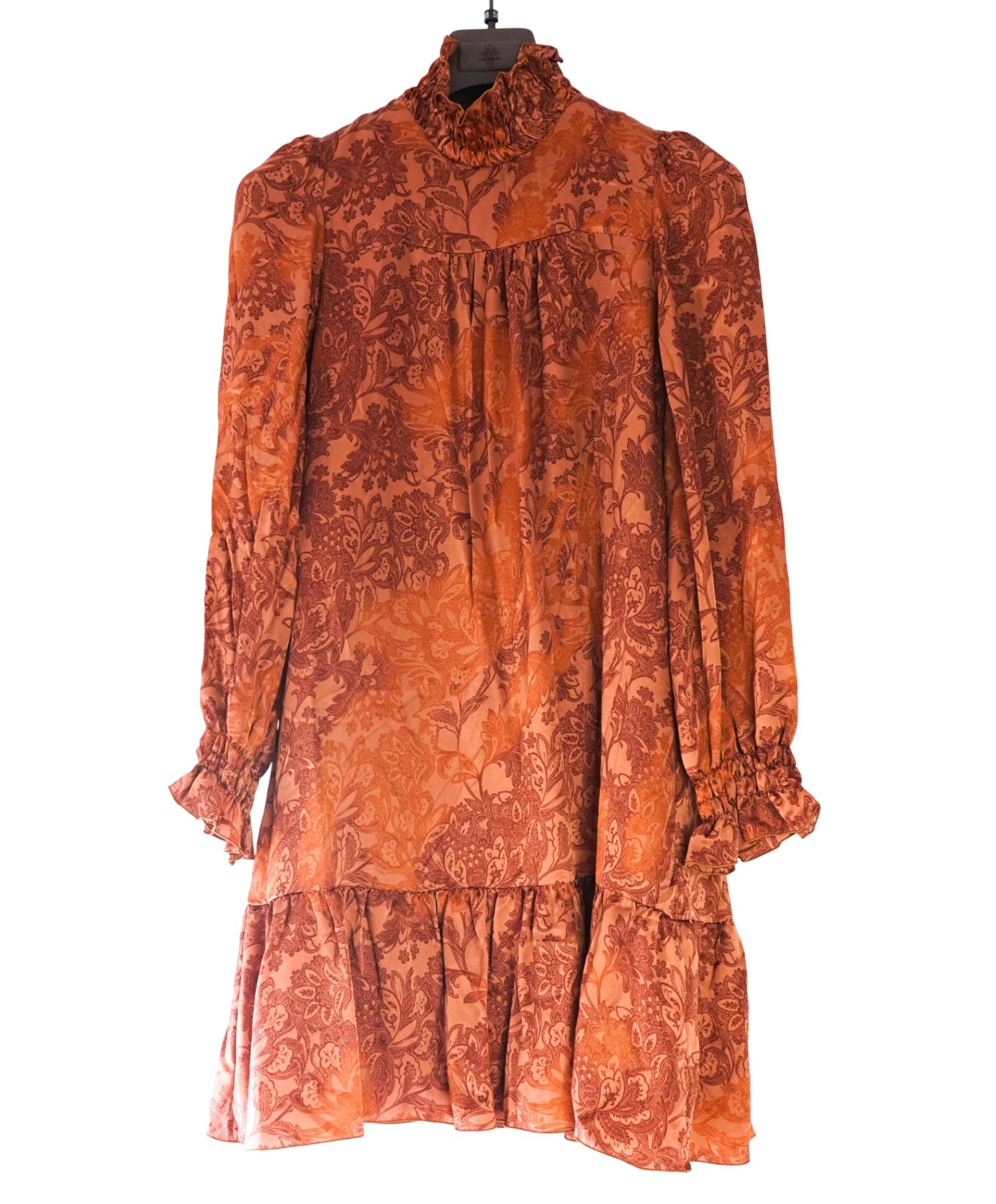 $795 ELEVENTY - Bronze Floral SILK Dress - 2 US (40 EU)